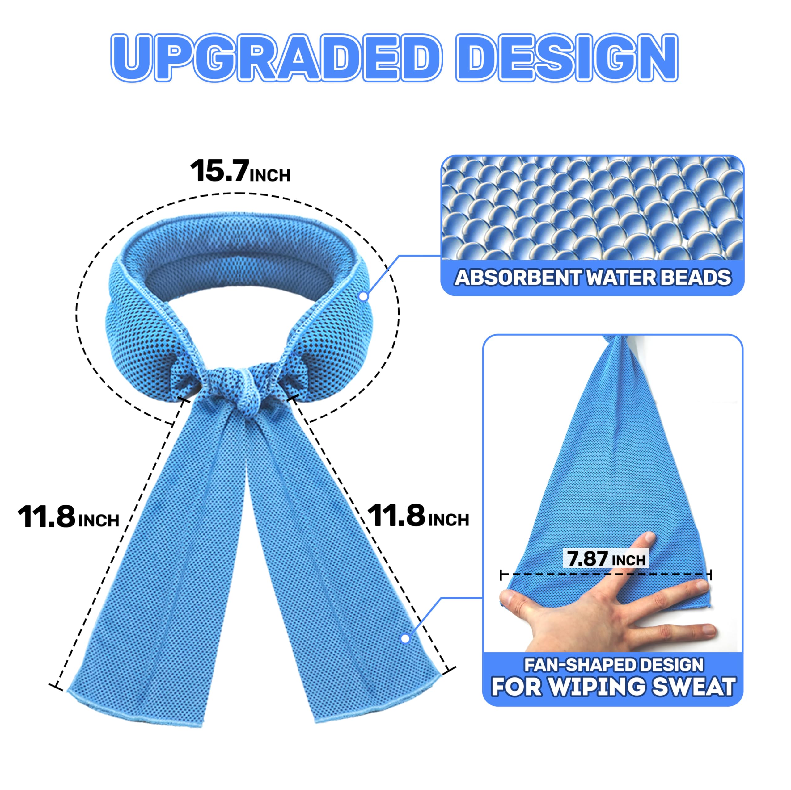 4 Pack Cooling Neck Wraps, Cooling Towels for Neck and Face, Microfiber Breathable Cloth, Neck Cooling Scarf, Long Lasting Cool, Cooling Bandana for Athletes, Cooling Rags for Summer Heat Hot Weather