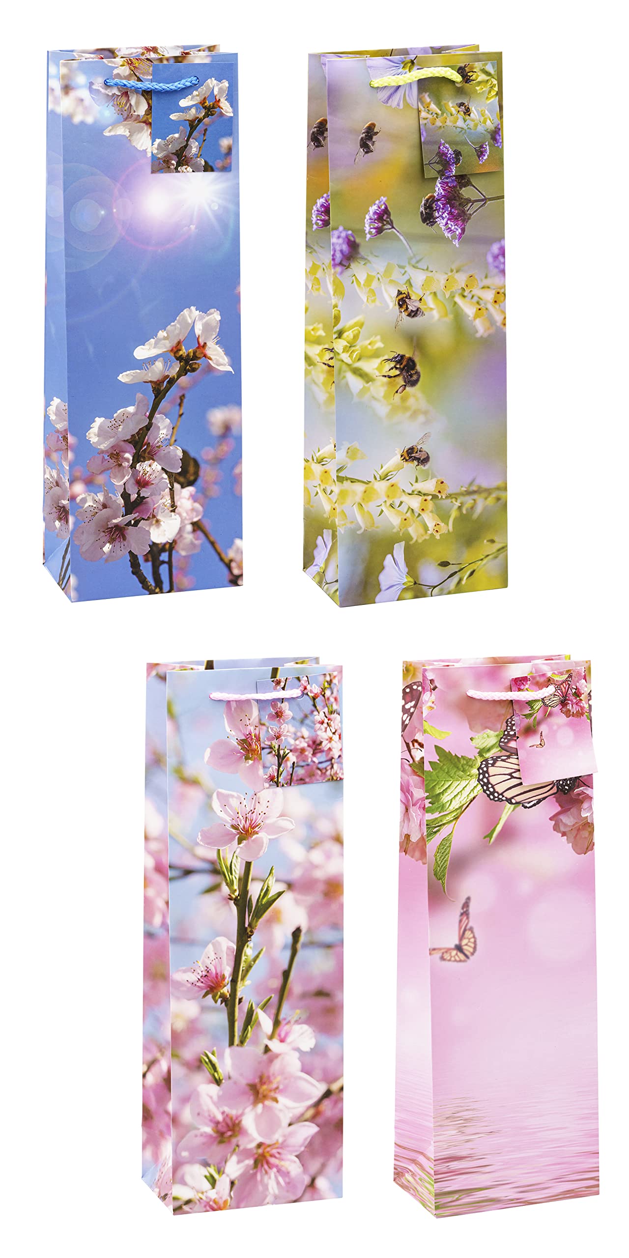 Anzon Mories Yellow Polka Dot Floral Wine Gift Bag With Handle & Tags - View #10