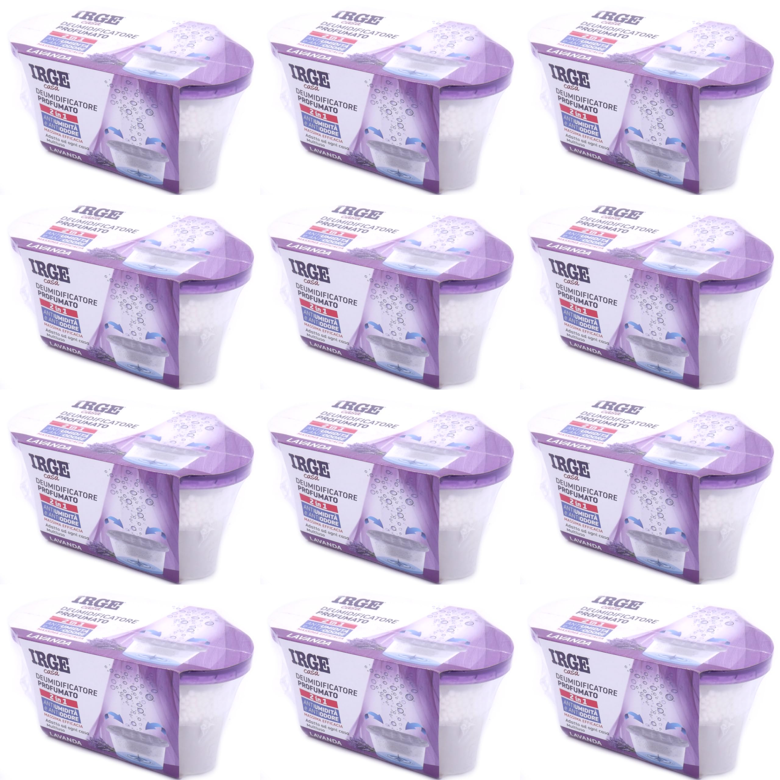 SET 12 vaschette 400 ml assorbi umidità profumate LAVANDA anti odore deumidificatore sali per bagno cucina camper caravan roulotte ripostiglio dispensa armadio