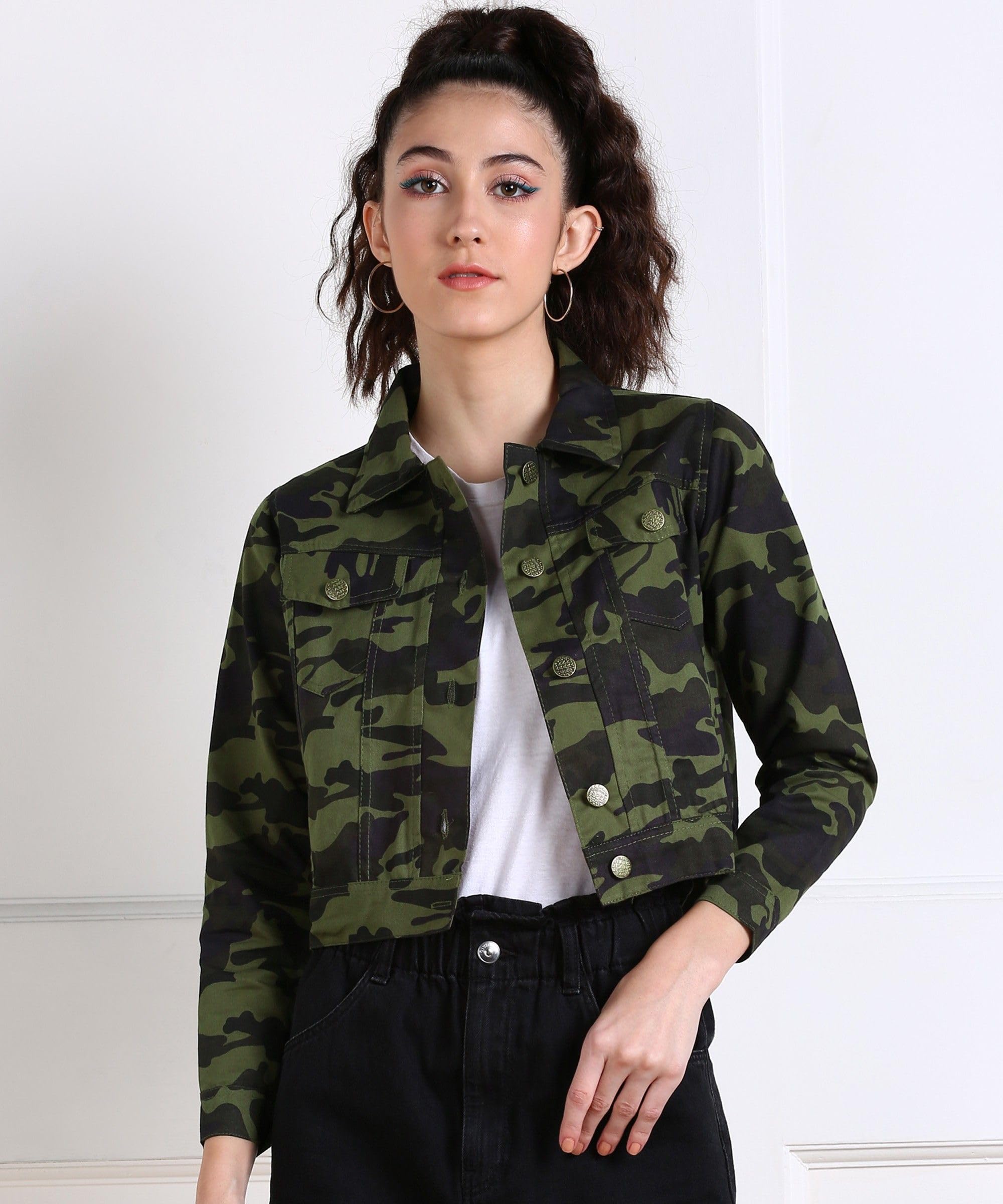 Women Multicolor Crop Denim Jacket-image-9