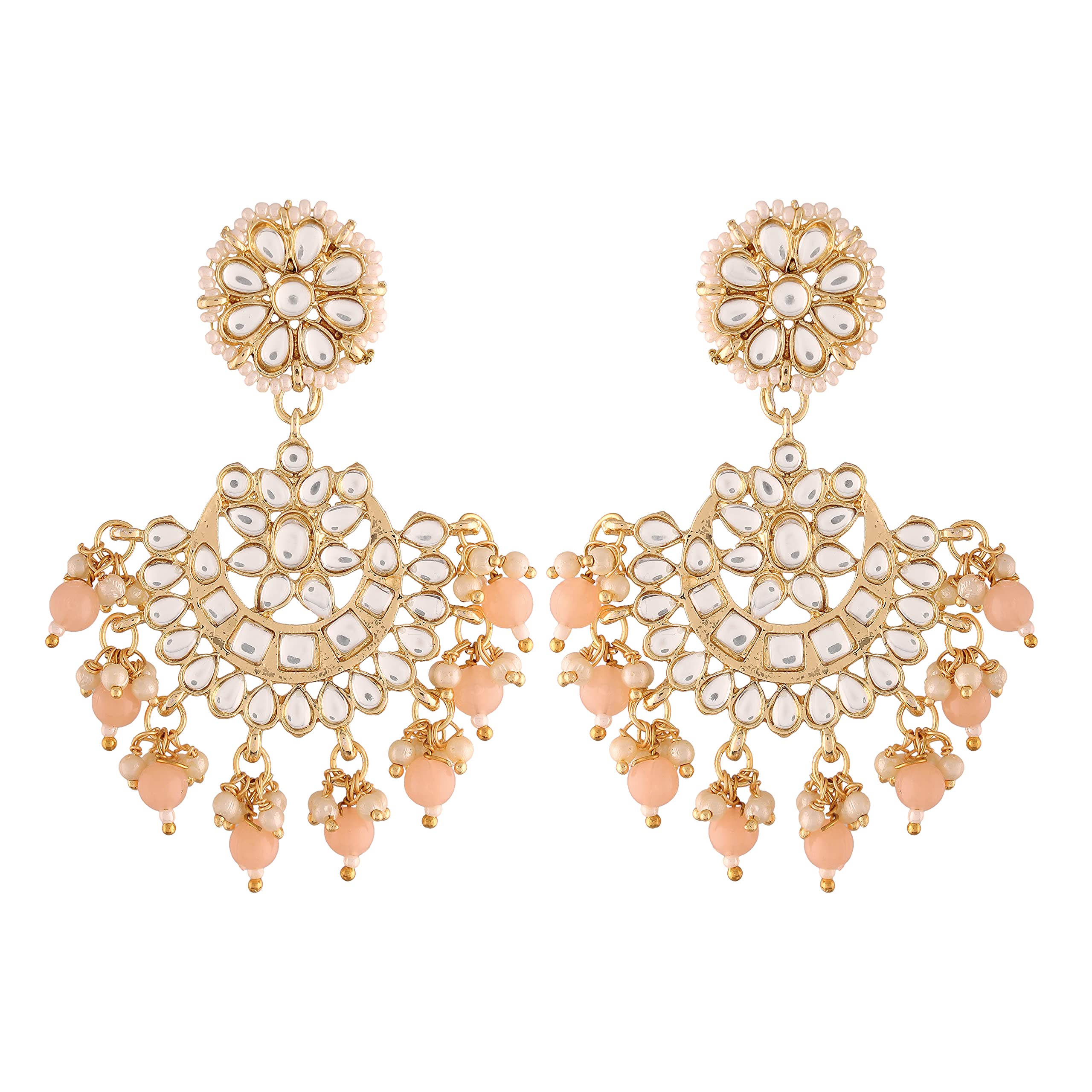 I Jewels Gold Plated Matt Finish Chandbali Earrings Handcrafted Kundan & Pearl (E2911Pe) (B08X3JDTP2) Amazon Price History, Amazon Price Tracker