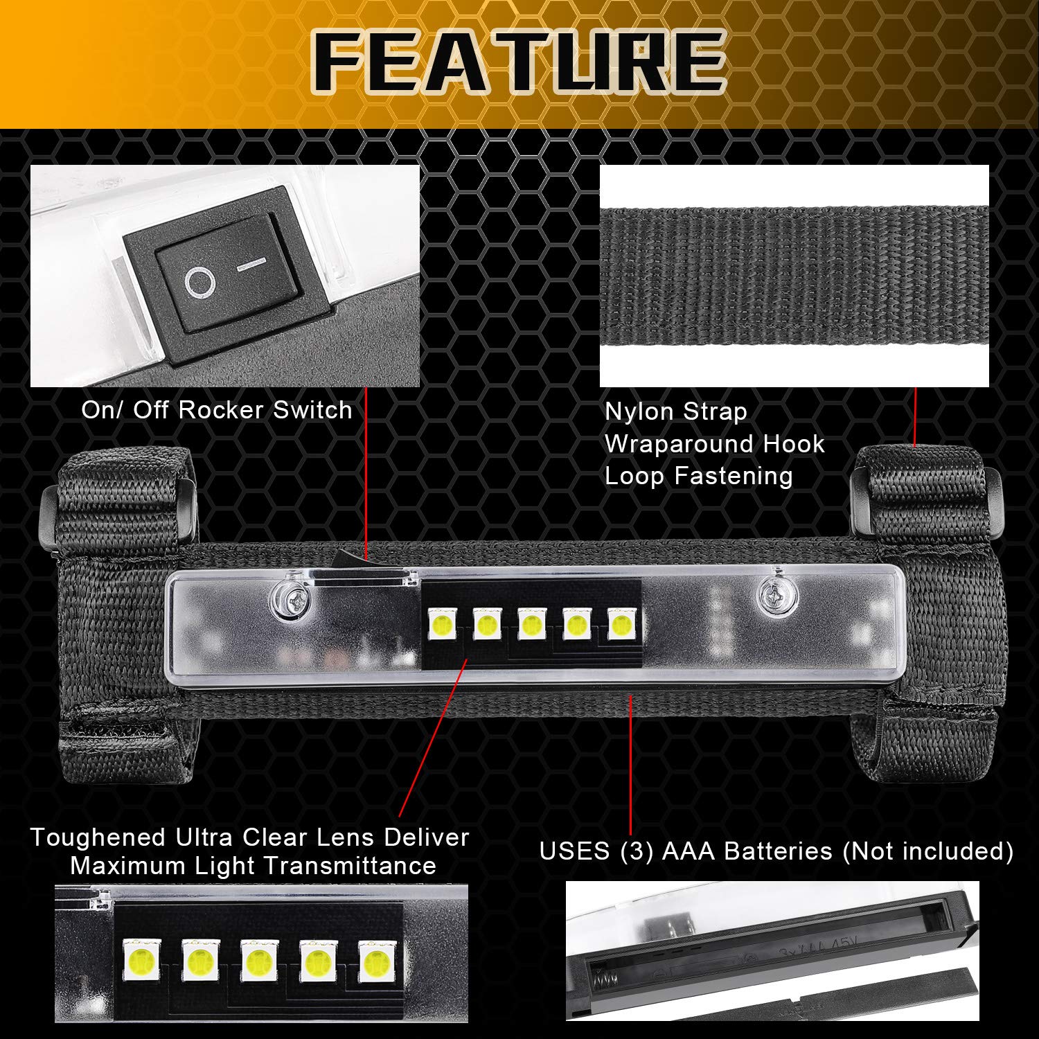 UTV Dome Light, YCHOWTECH UTV Interior Light Universal Dome Light Roll