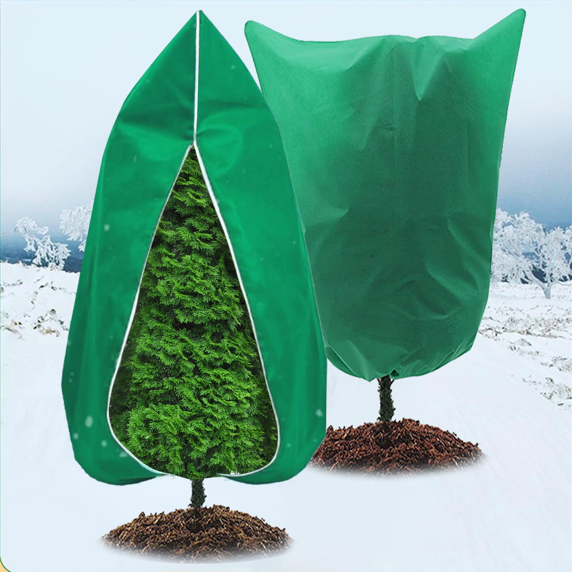 Cubiertas para plantas de protección contra la congelación, 2 paquetes de 47.7 x 72.8 pulgadas, bolsas grandes de tela para proteger las heladas de plantas, para exteriores, invierno, clima