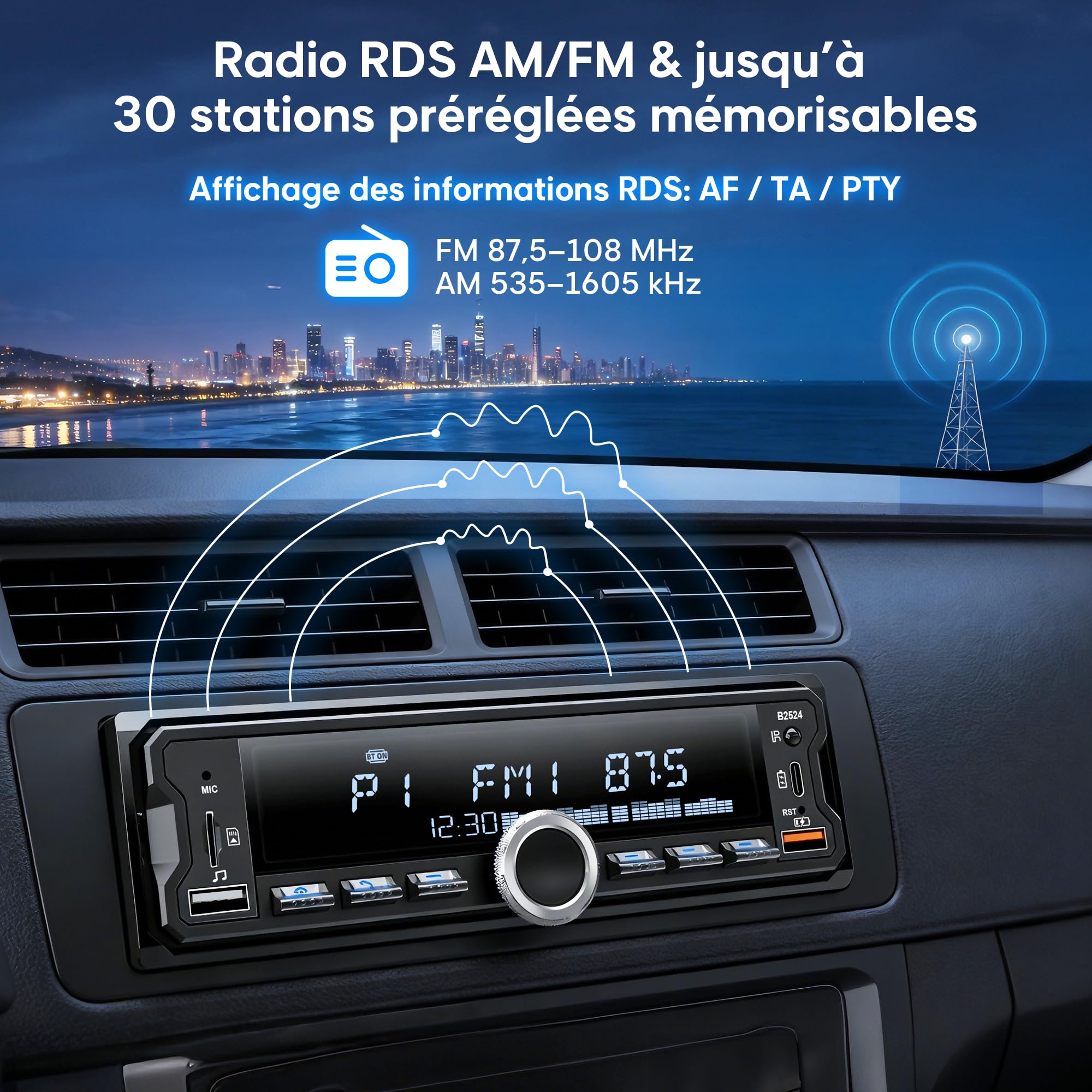 Autoradio DAB/DAB+, CENXINY Auto Radio Bluetooth RDS/FM/AM,1 Din Autoradio mit Fernbedienung,unterstützt 2 USB,AUX-Eingänge,TF/SD/FM/iOS Android,Multicolour