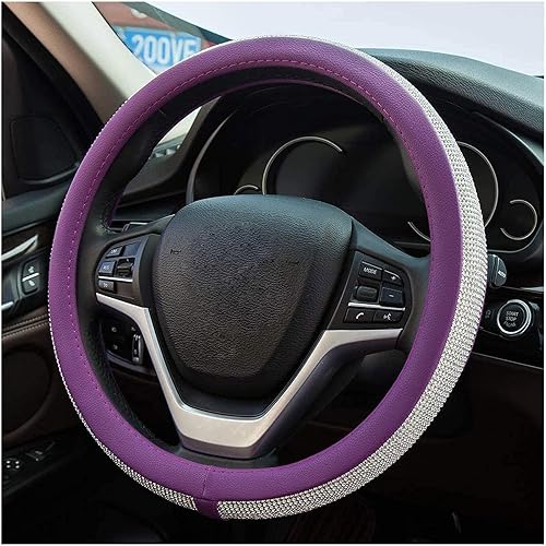 Diamond Steering Wheel Cover Set for Women, Stereing Wheel Cover, Universal 15 Inches Crystal Steering Wheel Cover, Fits Most