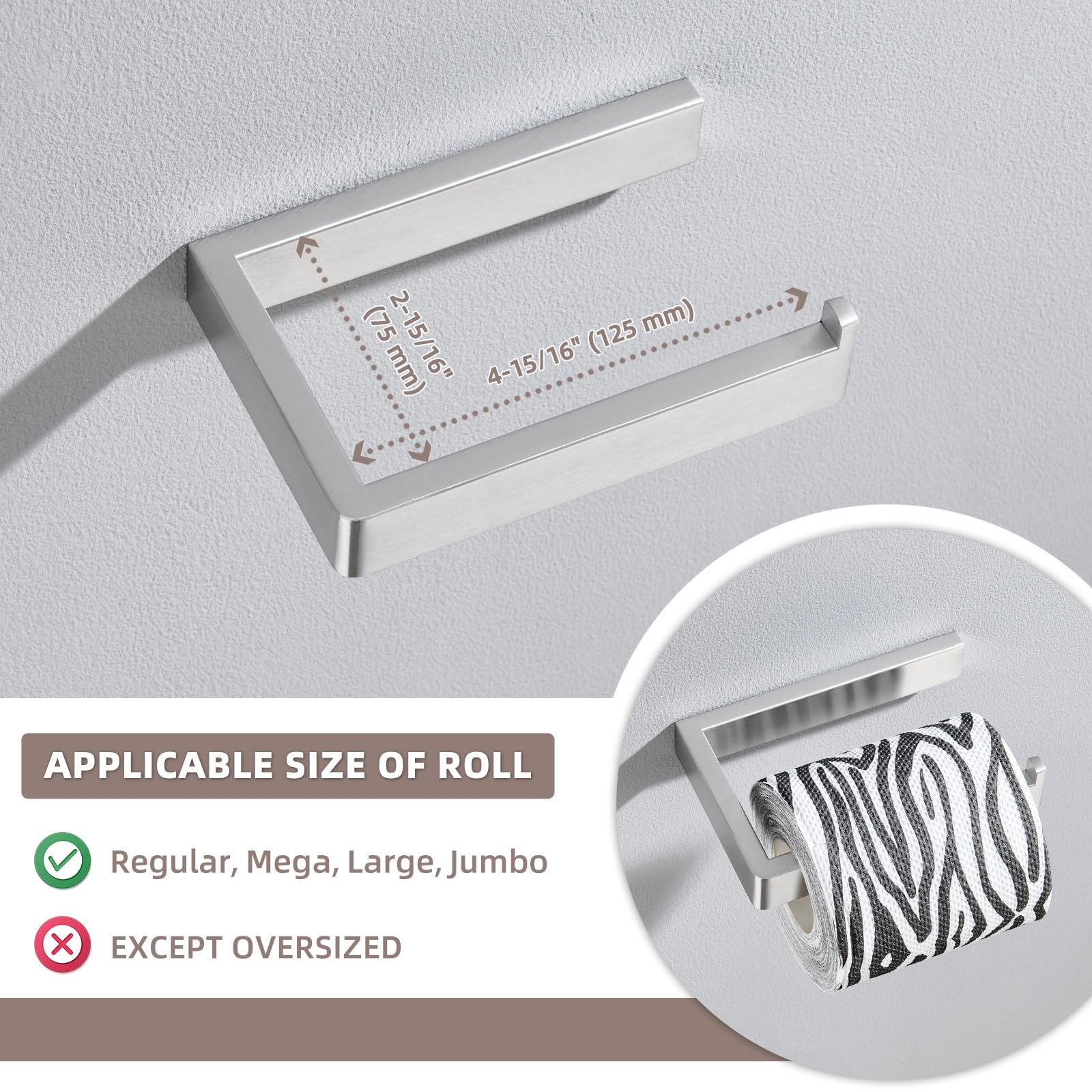 Angle Simple Toilet Paper Holder Brushed Nickel, Bathroom Paper Roll Hanger — Amazon image 7