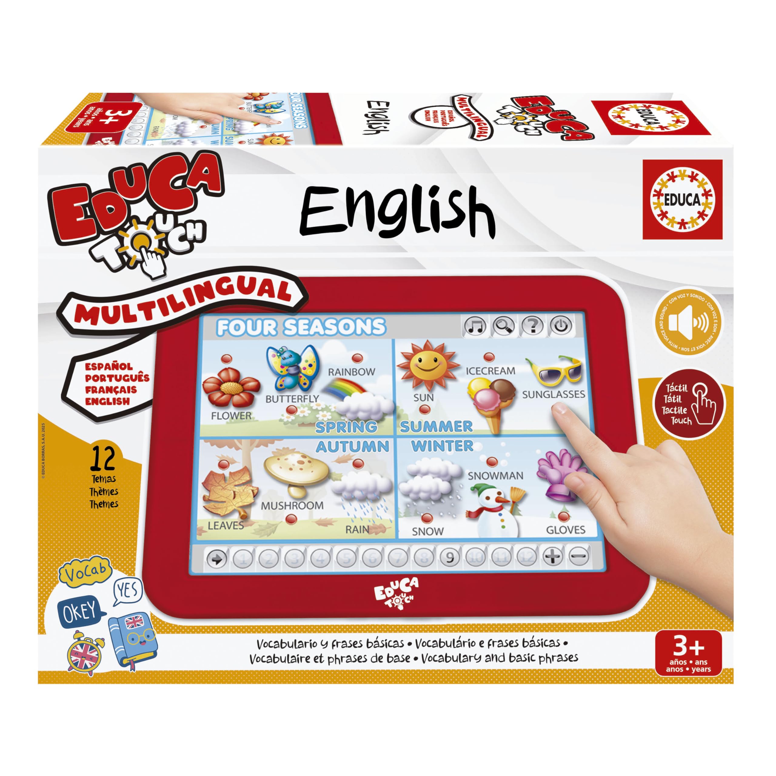 Educa - Touch Junior Aprendo Inglés – Juego Educativo Electrónico para Niños 4+ | Aprende Inglés Jugando con Base Interactiva, Voz y Sonido (15438)