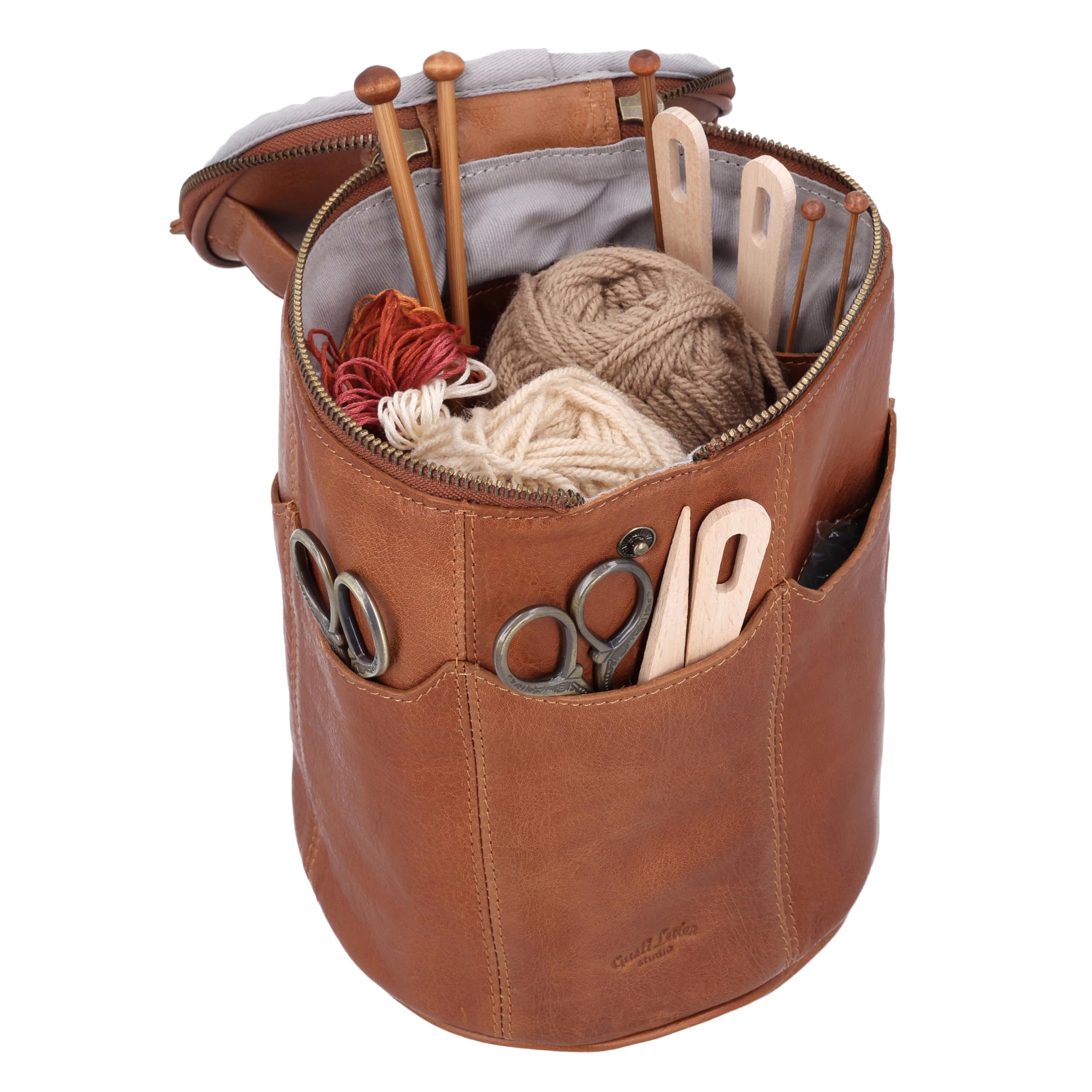 Gusti Leder Friseurtasche Corvin - Friseurbedarf Ledertasche Werkzeugtasche Damen Herren Braun Leder