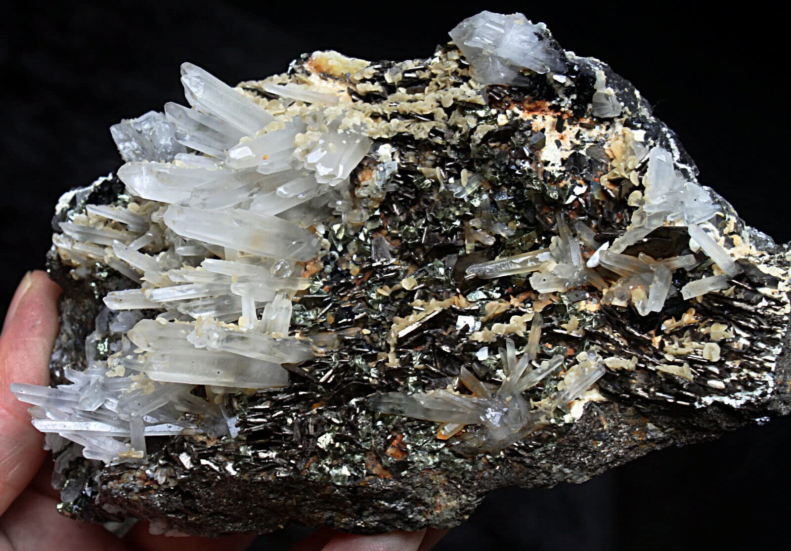 673g1.48lb Pure Lustre Metallic Solid Golden Pyrite & Crystal Mineral Specimen