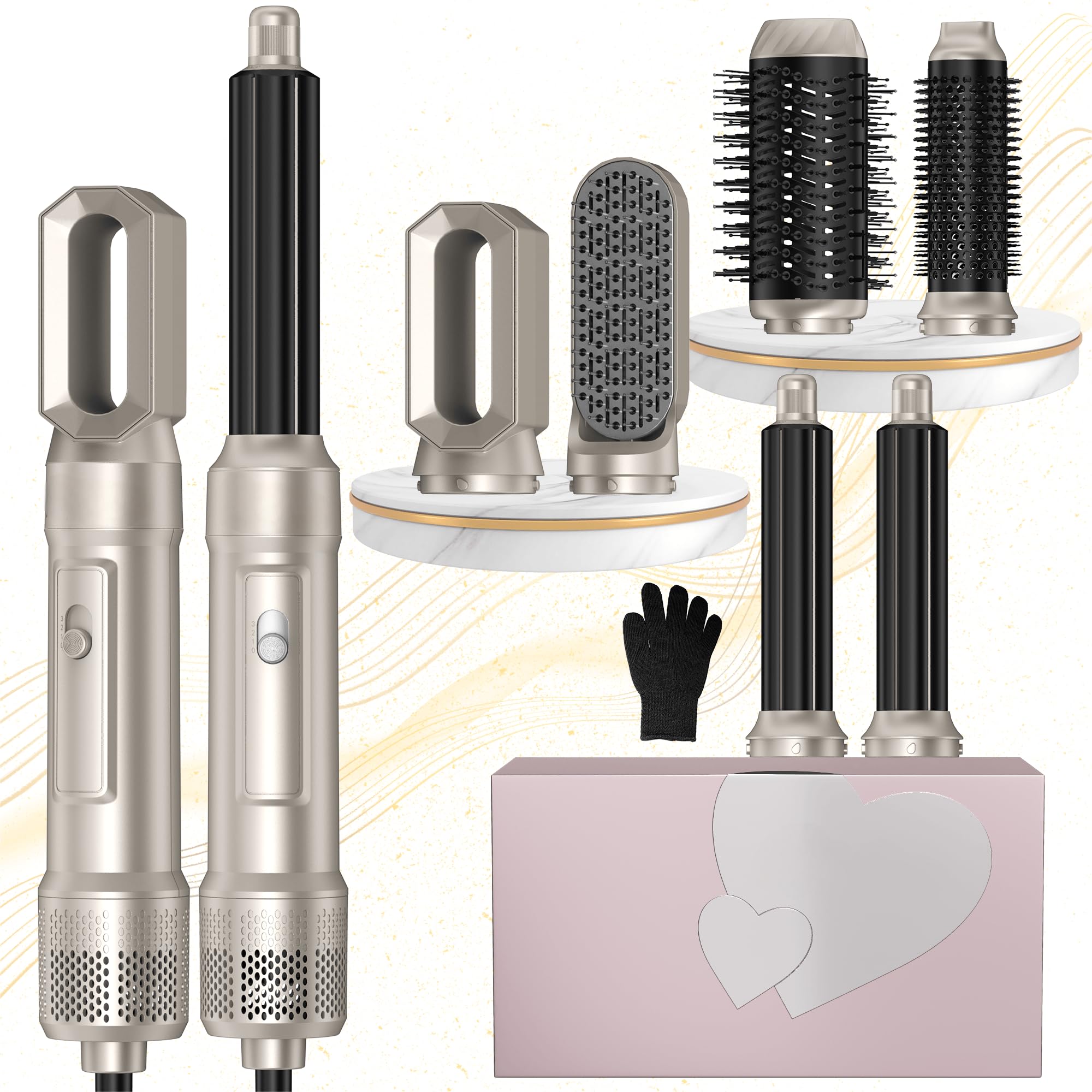 UKLISS Air Styler Pro - Rundbürstenföhn, Warmluftbürste, Föhnbürste, Haartrockner, Glättbürste Styling für Alle Haartypen
