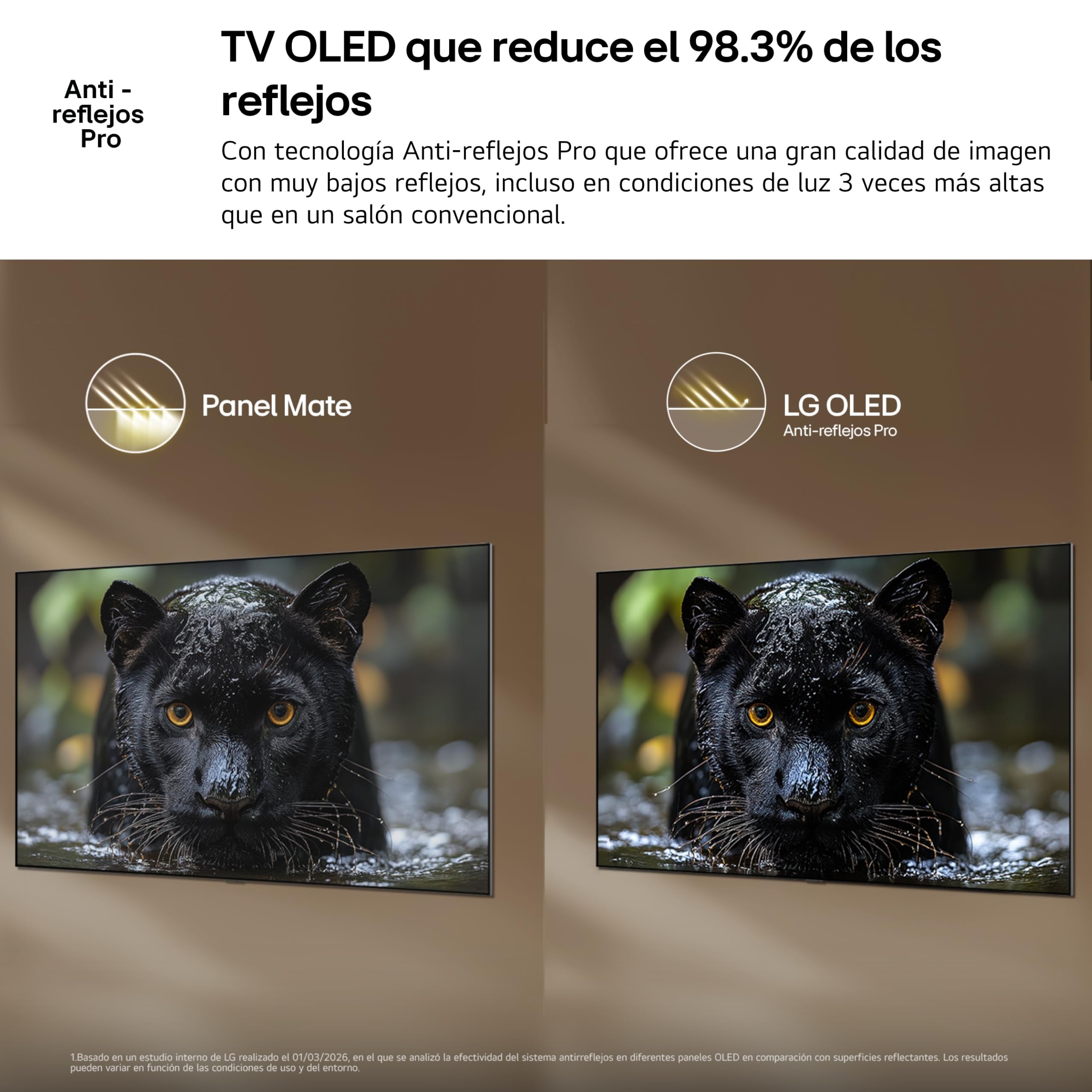 LG OLED65B65LA - Smart TV OLED AI 65" 4K Sin Reflejos 98.3%, 2026