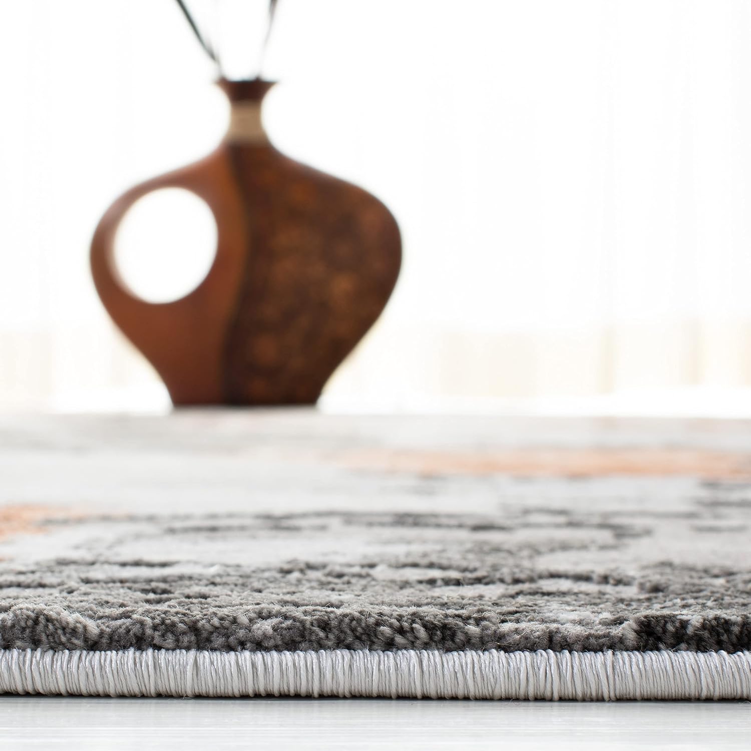 SAFAVIEH Craft Collection 6'7" x 9' Grey/Orange CFT820P Modern Abstract Non-Shedding Living Room Dining Bedroom Area Rug