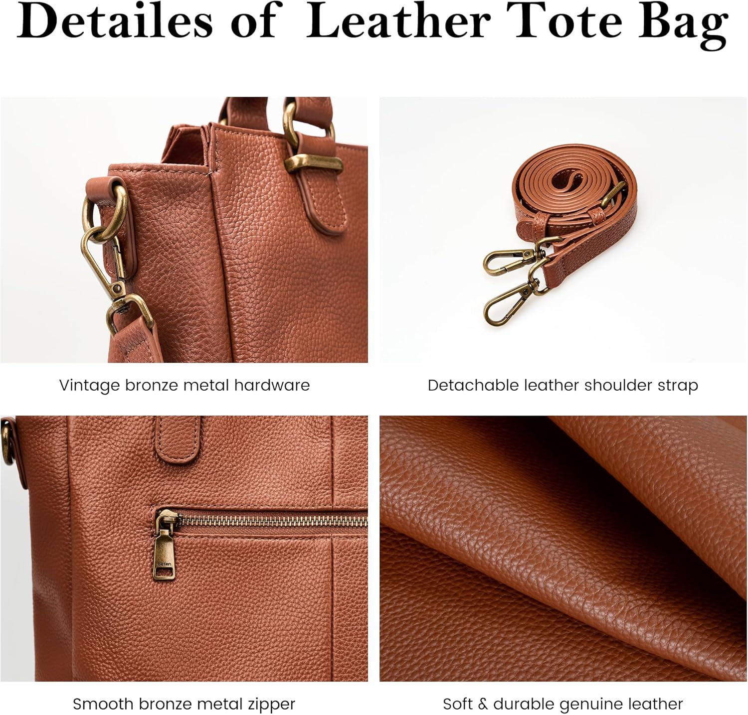 befen Soft Genuine Leather Purses for Women Medium Tote Bag Handbags Crossbody Bags with Top Handles Shoulder Satchel Purse - Image 6