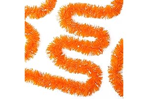33FT Thanksgiving Tinsel Garlands, Glittering Orange Metallic Twist Garland Fall Hanging Garland...