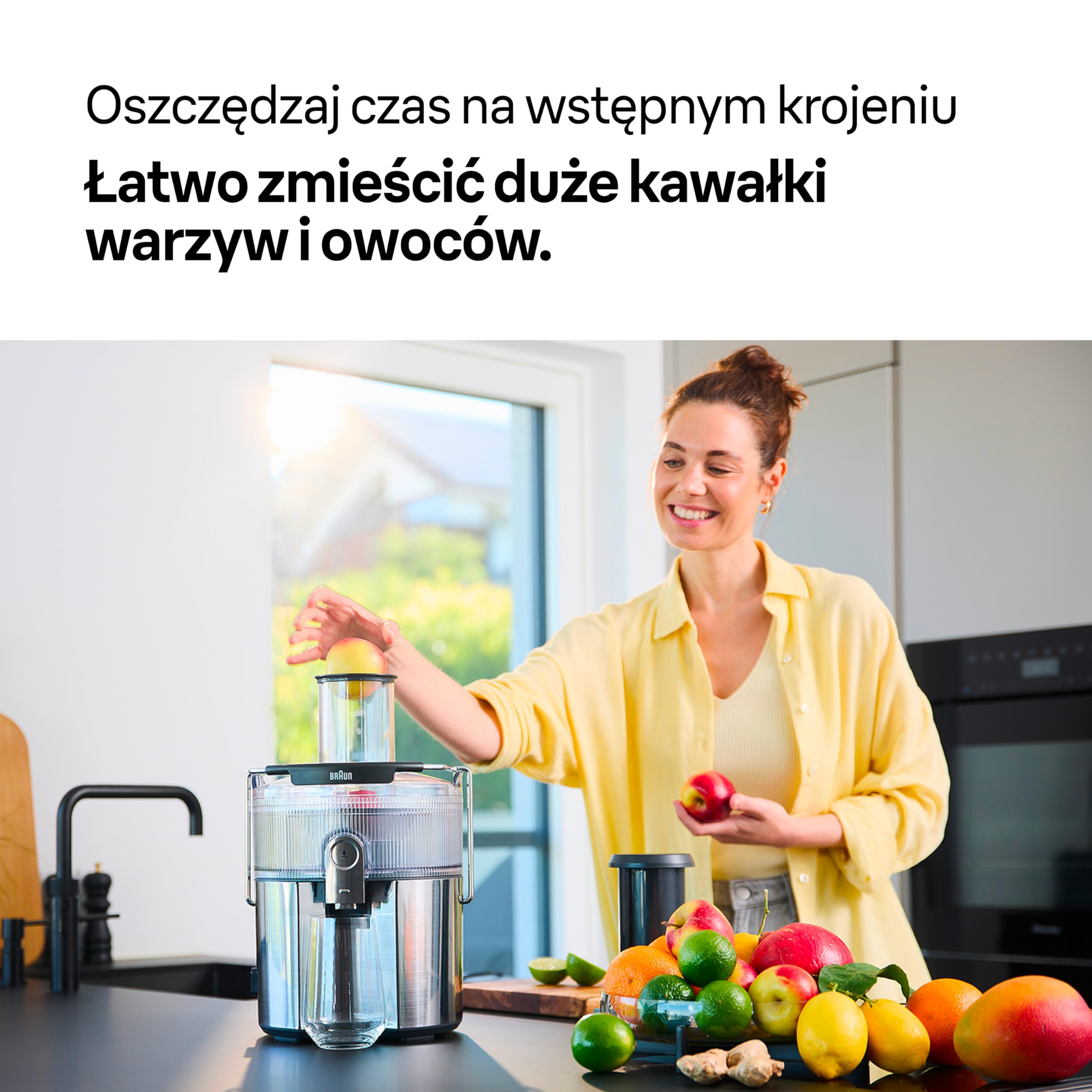 Braun MultiJuice 7 SJ7000, Sokowirówka z Technologią ColdXtract, Otwór Wlotowy 75 mm, Pojemnik 2 L, Blokada Kapania, Poczwórny System Bezpieczeństwa, Filtr Ze Stali Nierdzewnej, 1000 W, Szary