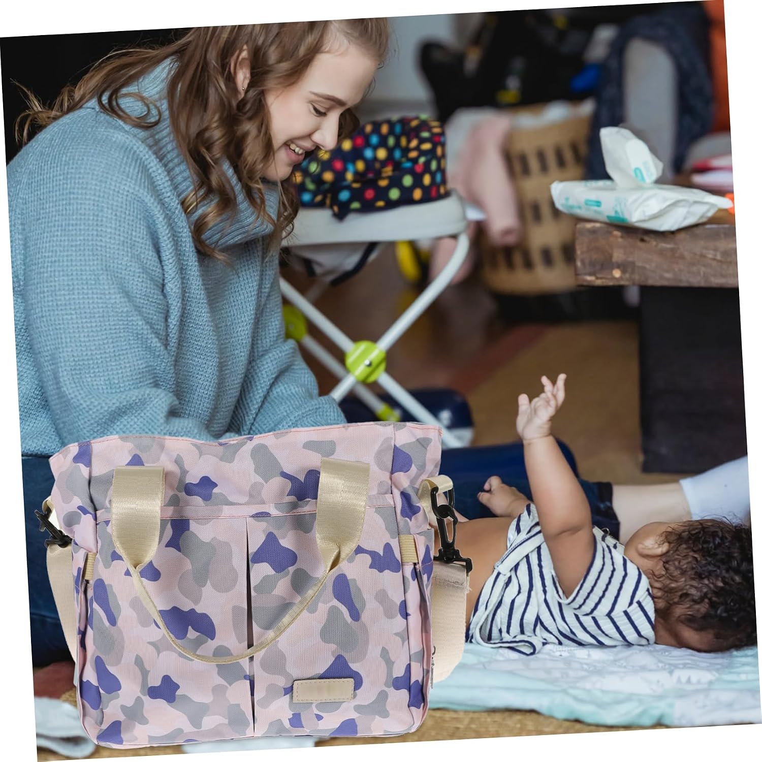 VANZACK Diaper Backpack Bag for Mommy Boys Girls Diaper Purse Storage Fashionable Travel Bag
