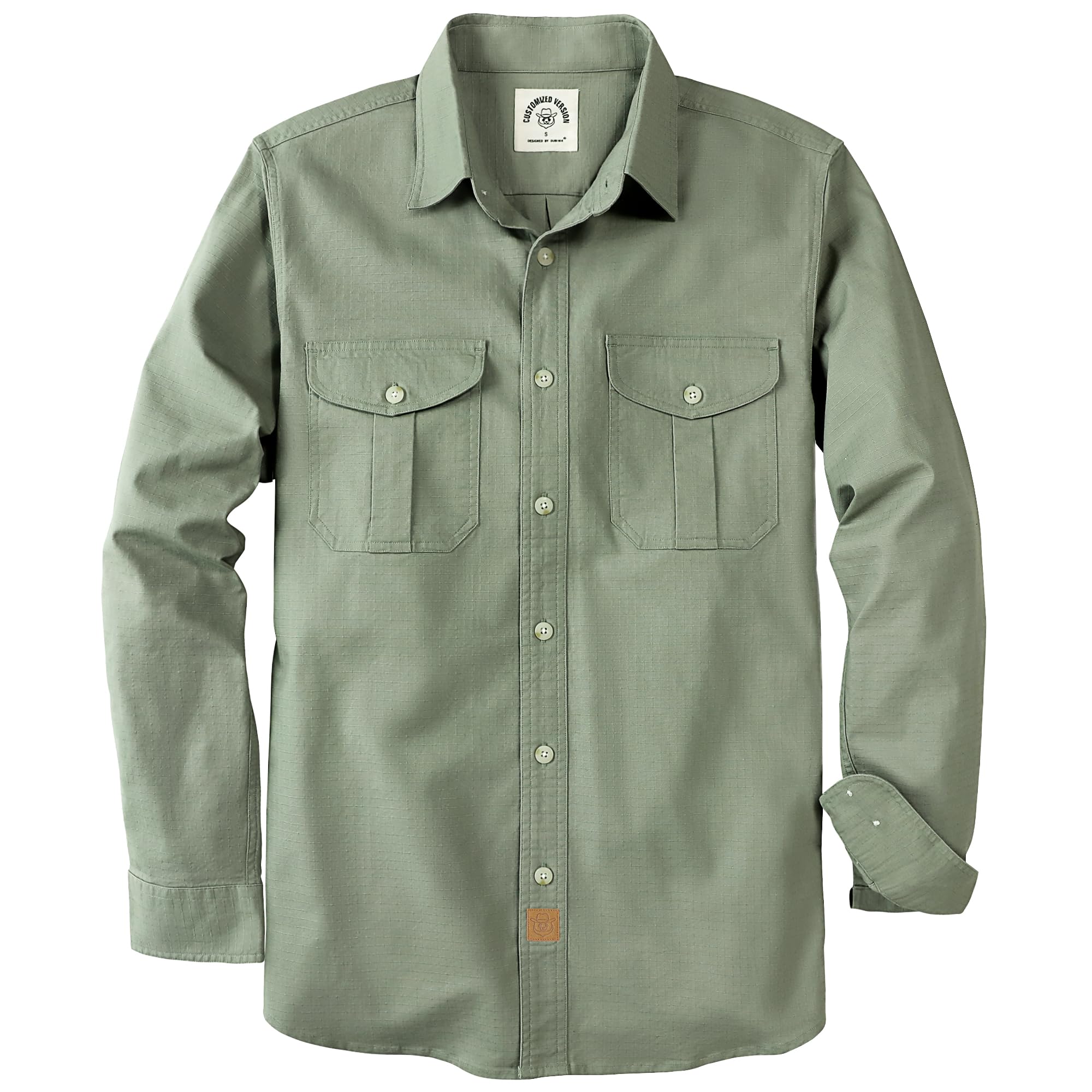 Dubinik® Canvas Long Sleeve Shirts for Men Button Up Work Shirt
