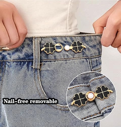 Miniatura 3 de GILINICE Juego de 8 tensores de cintura para pantalones, juego de hebilla de cintura con botón de jean ajustable, no requiere costura, ajuste