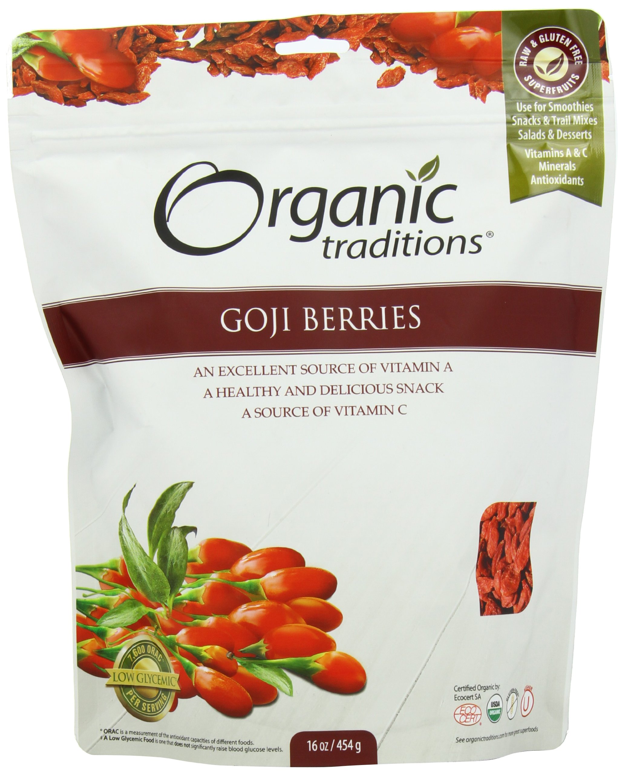 Organic Traditions Goji Berries, 16 Ounce