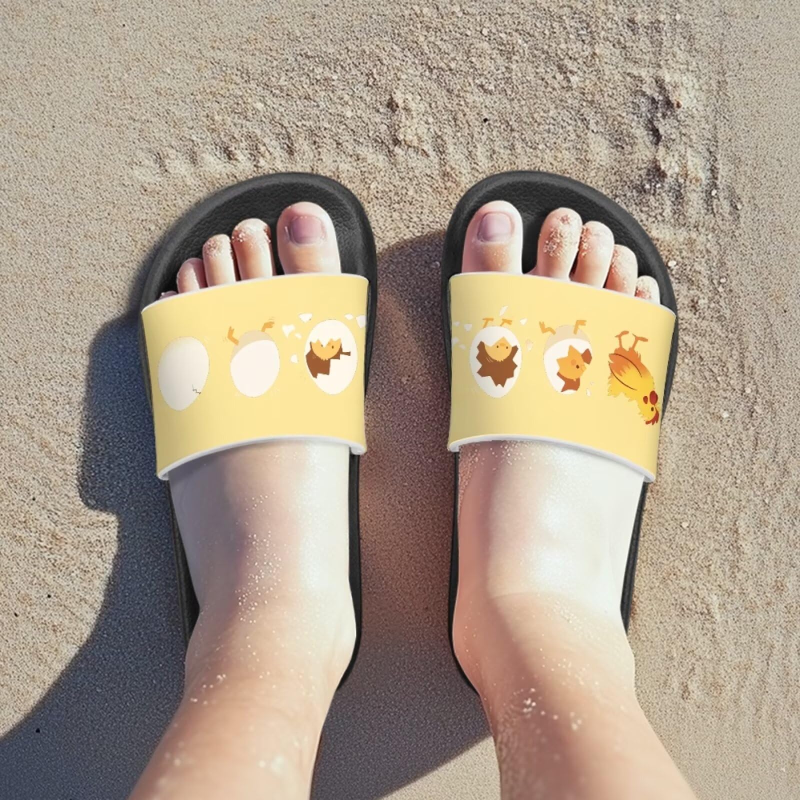 Jeiento Cute Chicken and Eggs Sandals for Toddler Boys Width Shoes Cute Open Toe Beach Slides Indoor Outdoor Shoes Lightweight Children Shower Sandal,Little Kid,Size 12