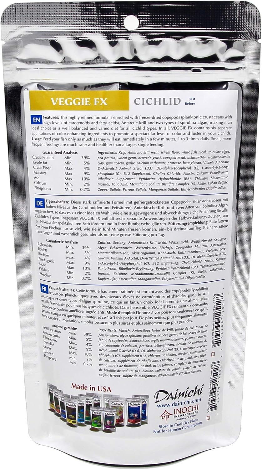 Dainichi CICHLID - Veggie FX Sinking (8.8 oz) Bag - Small Pellet