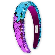 FROG SAC Reversible Sequin Headband for Girls, Wide Headbands for Kids, Sparkly Rainbow Toddler Hair Bands, Sparkle Head Band Hair Accessories, Easter Basket Fillers Stocking Stuffers Teal/Purple