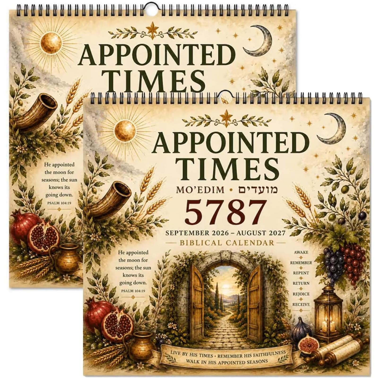 Biblical Hebrew Calendar 5787, 2026-2027 Appointed Times Wall Calendar (2PCS)