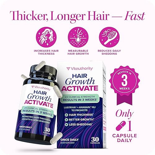 Miniatura 5 de Vitaminas para el crecimiento del cabello para mujeres y hombres  Suplemento bloqueador Lustriva y DHT para cerraduras más gruesas y llenas, biotina