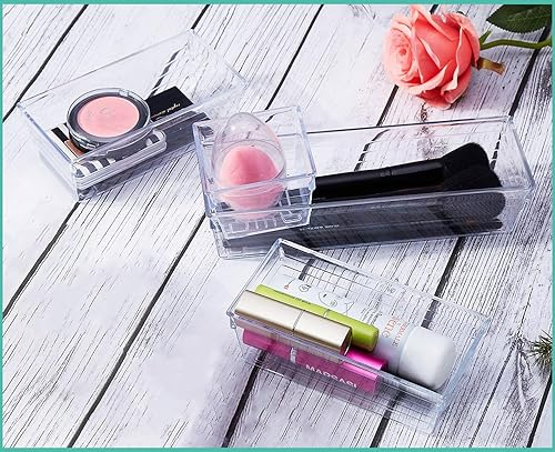 Miniatura 2 de DCA Paquete de 6 organizadores de cajones transparentes, bandejas de almacenamiento de cajones de acrílico, contenedores de almacenamiento para