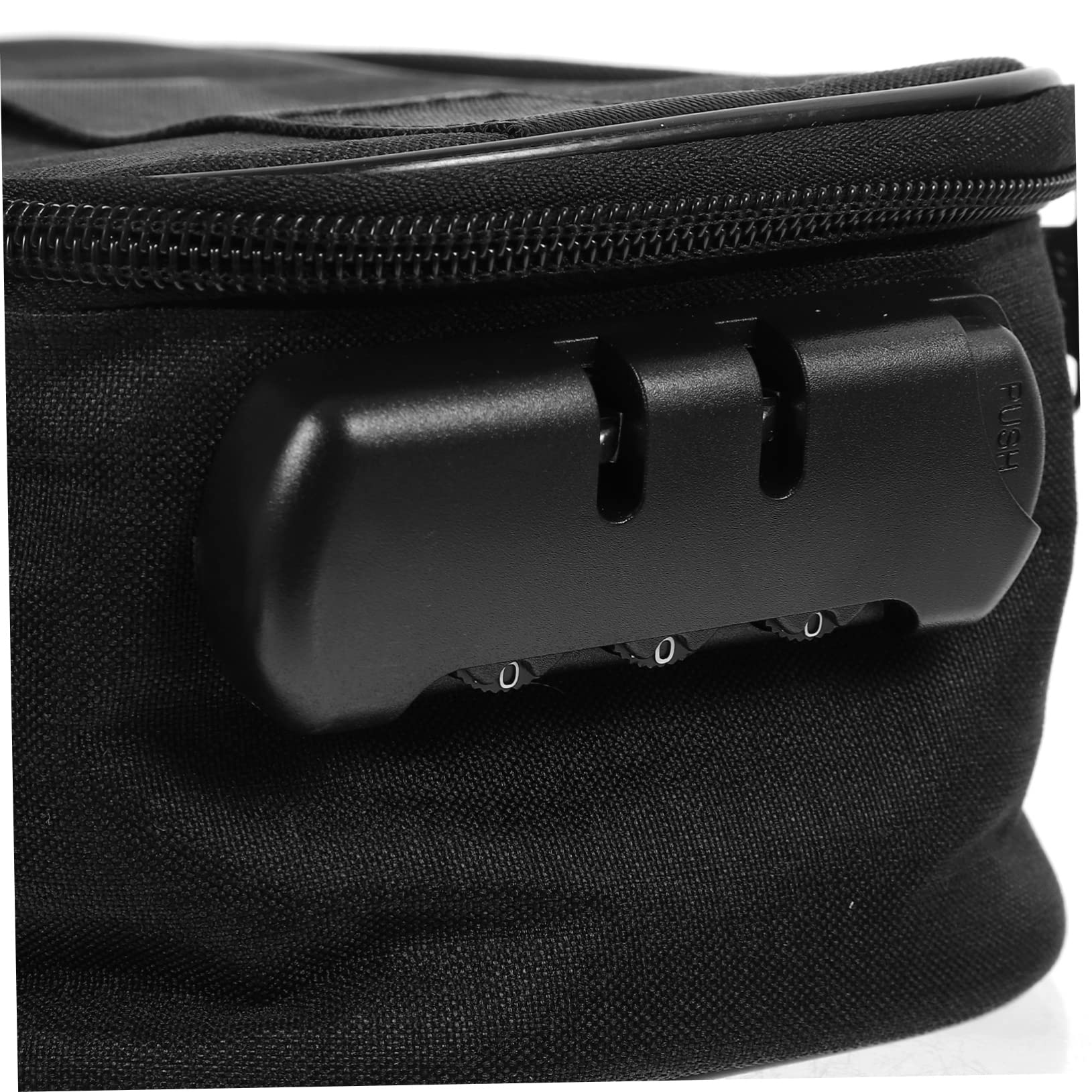 Schwarze Reisekosmetiktasche mit Mehreren Fächern aus Oxford Stoff | Platzsparend für Koffer, Tragbar für Party und Reise, für Make Up und Nagelwerkzeug