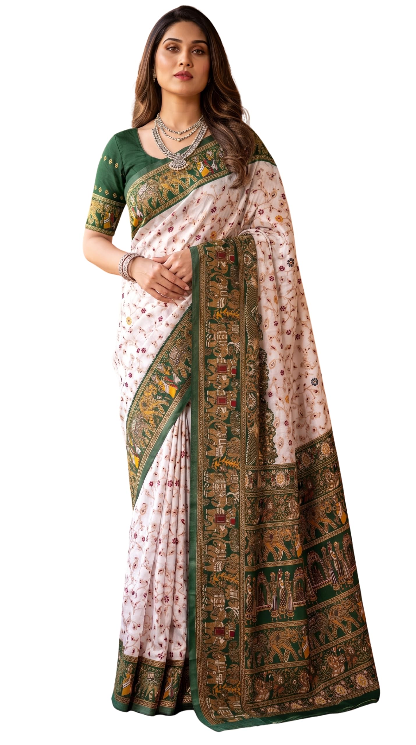 Women's Kanjivaram Style Soft Silk Saree Heavy Zari Woven Traditional Wedding Saree with Blouse Piece (MorHathi)-image-49