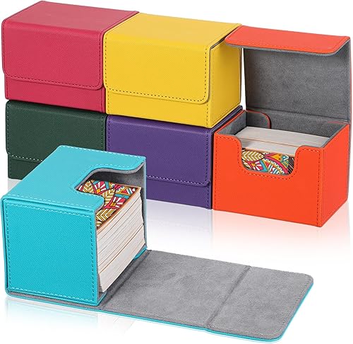 Yookeer Paquete de 6 fundas de cuero para más de 100 cartas, caja magnética de almacenamiento de cartas para más de 100 cartas compatibles con Tcg