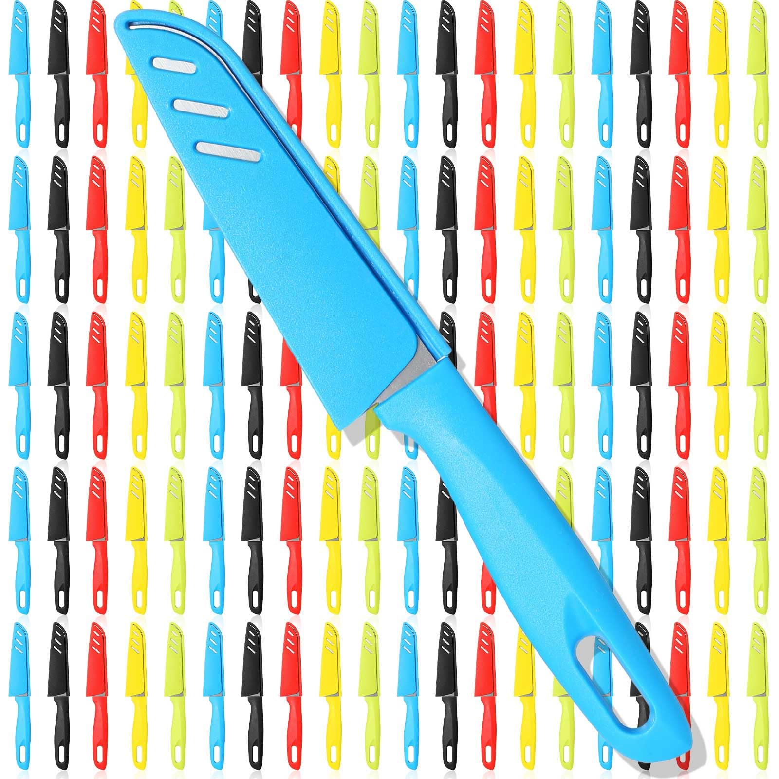 Lothee 20 Pcs Paring Knife Bulk, 5 Colors Fruit & Vegetable Knife, Stainless Steel, Ultra Sharp, Plastic Handle, 3.94 Inches