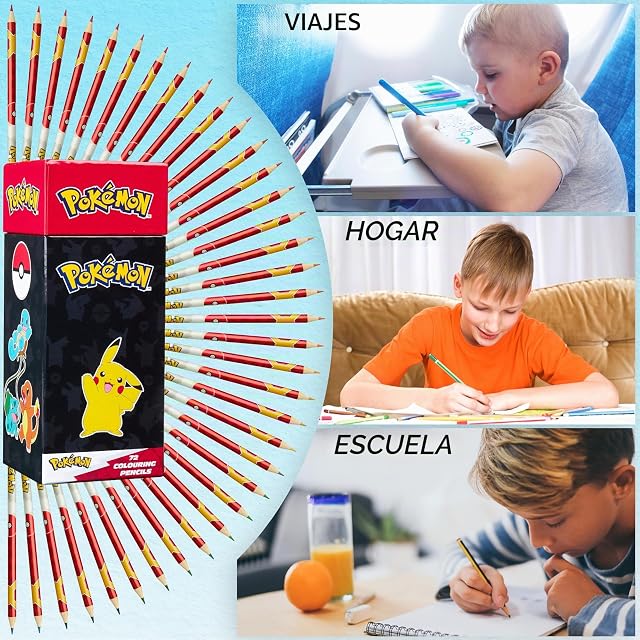 Foto 3 de 6 de Pokémon Lapices Colores para Pintar Dibujar Set Pinturas para Niños 72 Colores Pikachu Material Escolar…