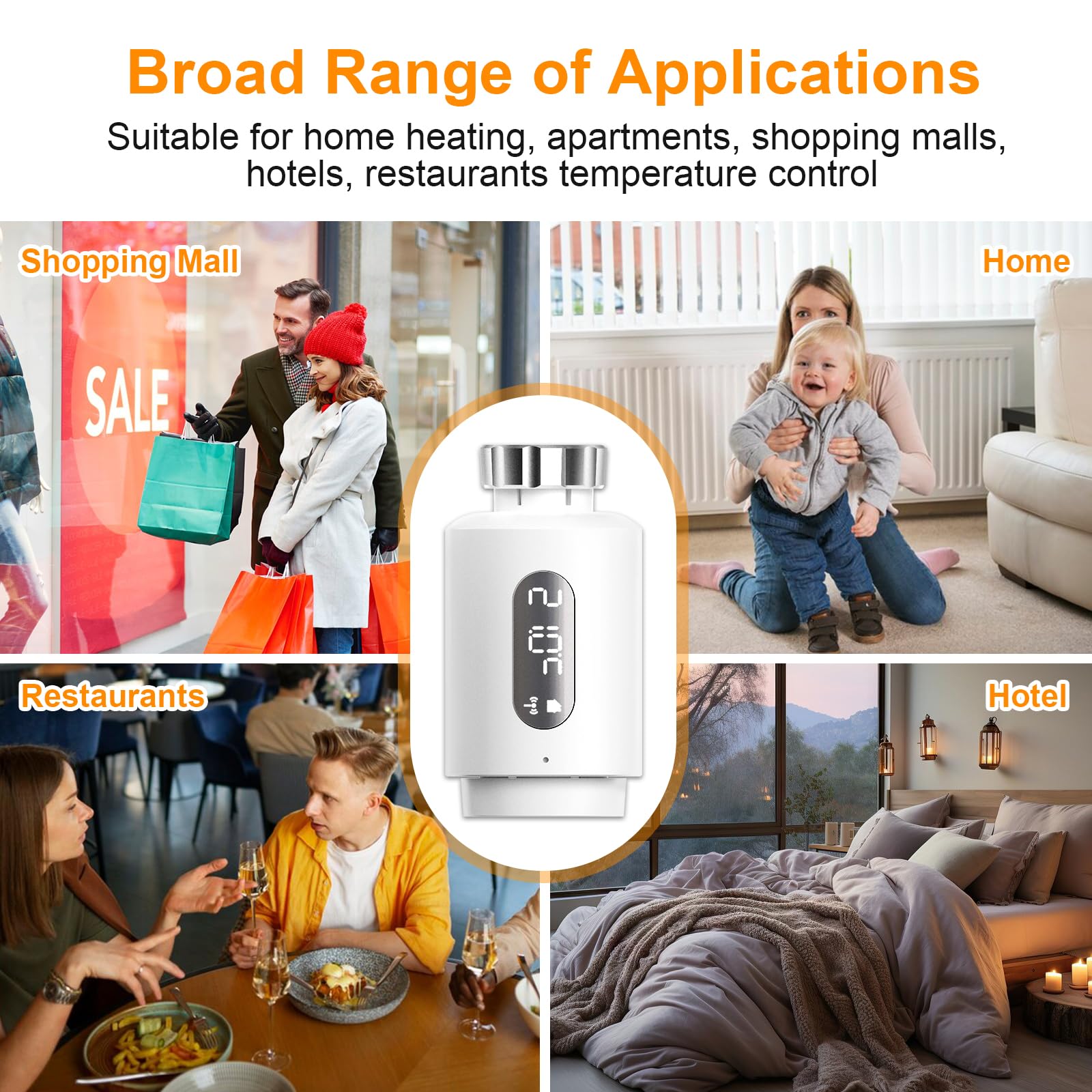 ANTELA Termostato Intelligente Compatibile con Alexa | Termostato per Riscaldamento Wifi, Controllo Remoto, 2.4Ghz, 2 Pezzi
