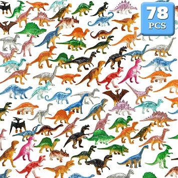 Dinosaur Figures, Plastic Mini Dinosaur Figure Set Including T-rex, Stegosaurus, Monoclonius for Party Favors, Christmas Valentines Day Gifts, 78 Pack