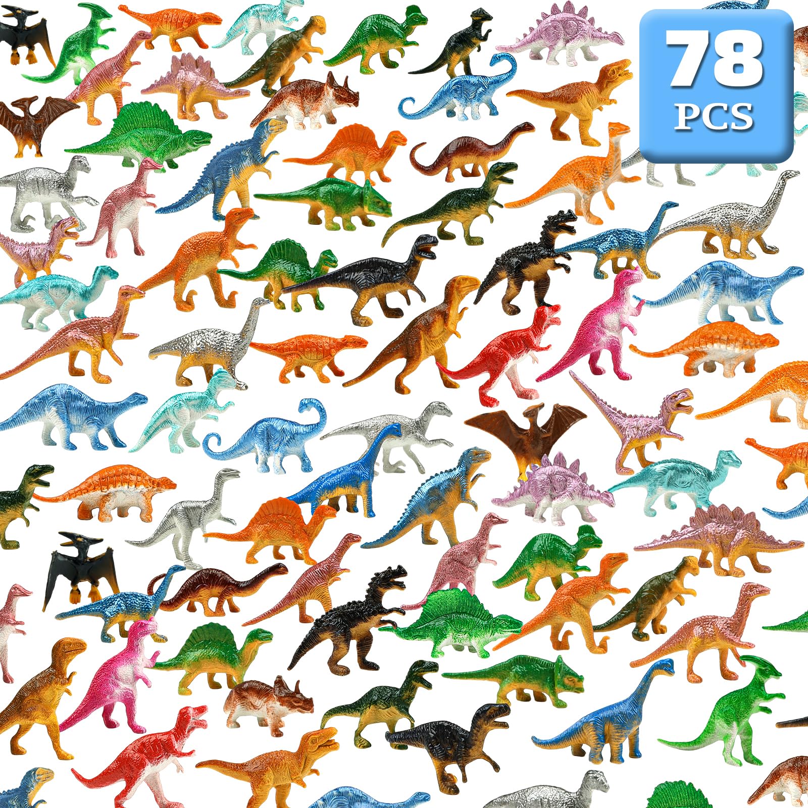 Zestaw 78 figurek dinozaurów, małe figurki dinozaurów, mini dinozaury, tworzywo sztuczne, zabawka edukacyjna dla chłopców i dziewczynek, prezent na urodziny dziecka