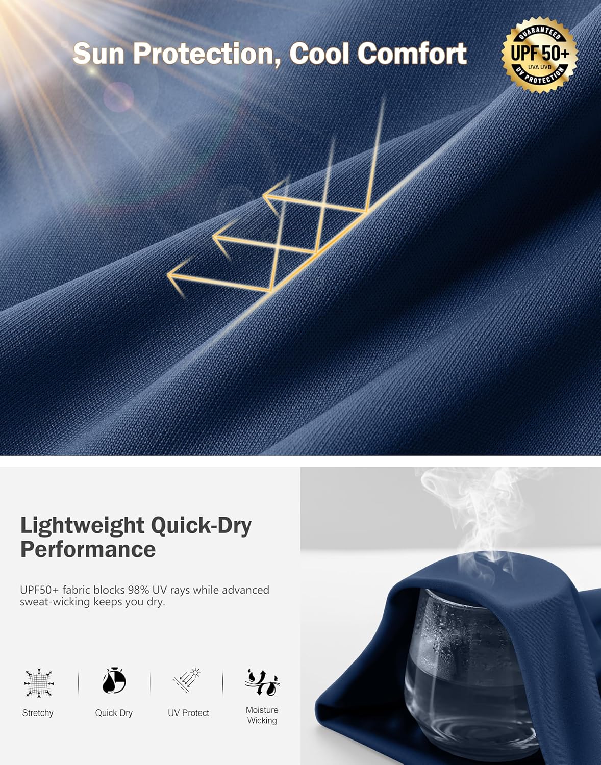 Men's UPF 50+ Sun Protection Dry Fit Workout T-Shirts Rash Guard Swim Shirts Moisture Wicking Tee for Athletic, Beach, Hiking - Image 5