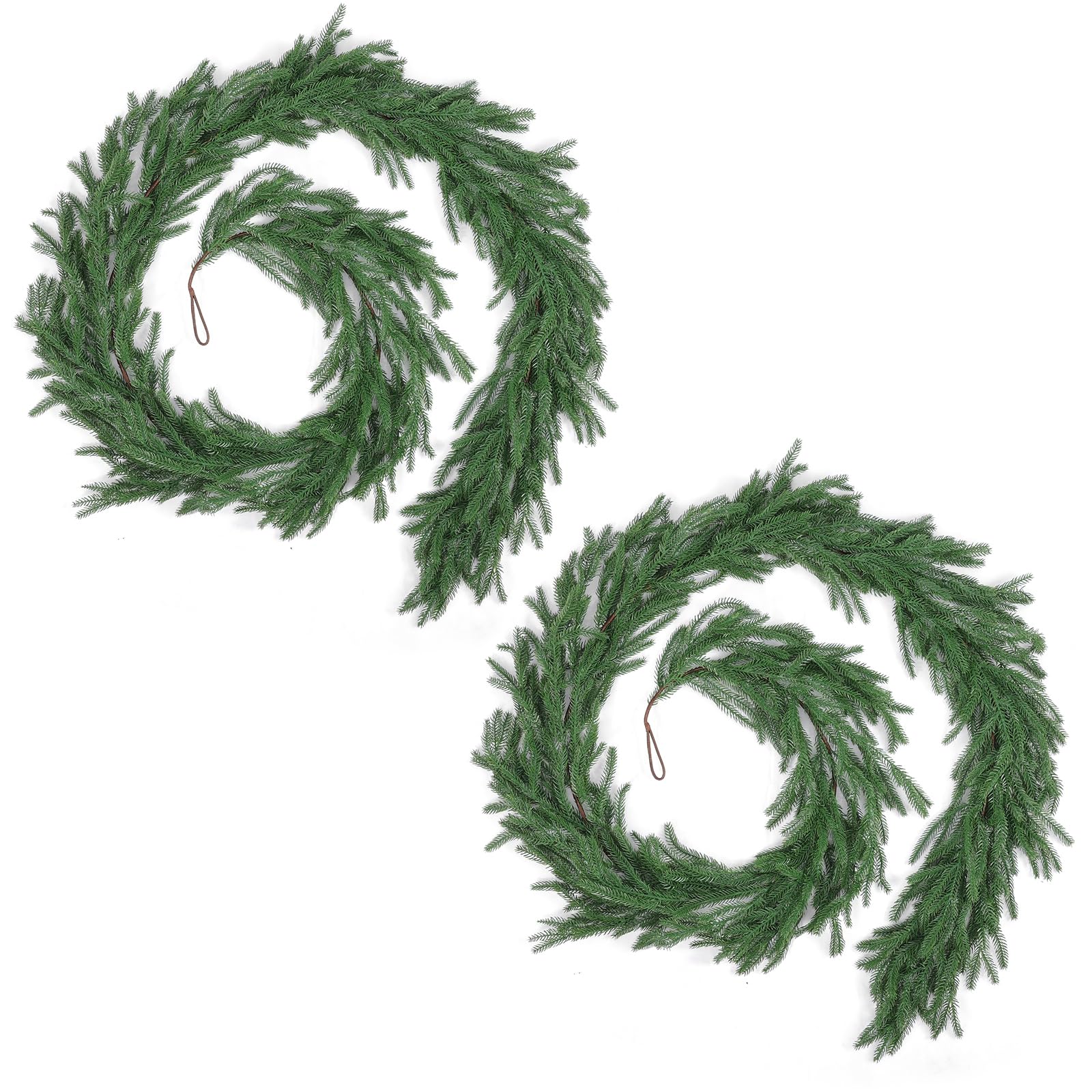 Rowfad Künstliche Norfolk-Kiefer-Girlanden, realistische Weihnachtsgirlande, künstliches Wintergrün für den Urlaub, Tischdekoration, Kaminsims, Wand, Innen- und Außenbereich, Weihnachtsdekoration (7,6