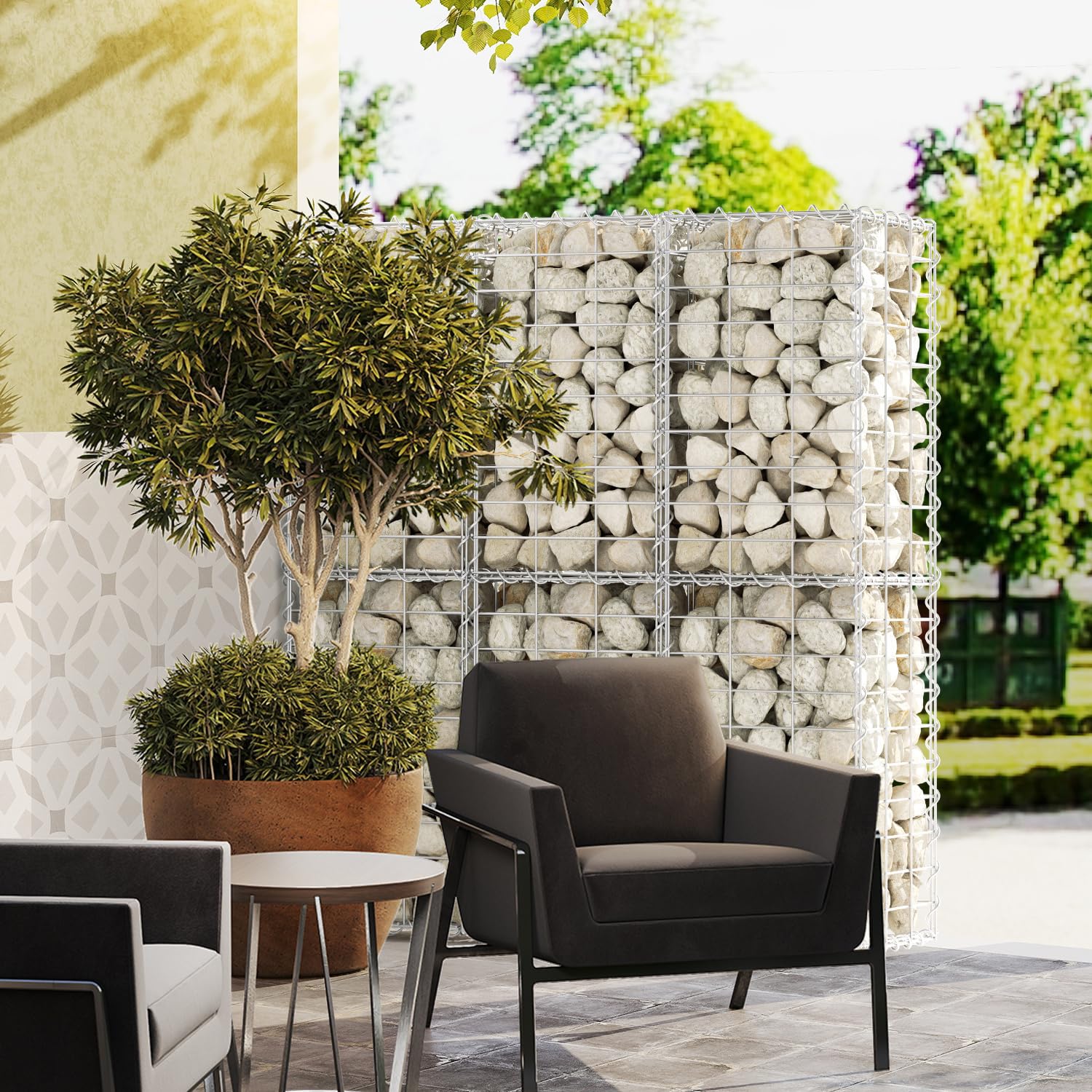 Lot de 2 gabions - 100 x 30 x 30 cm - En métal galvanisé - Pour mur, jardin, fil de 4 mm d'épaisseur - Avec maille de 5 x 10 cm