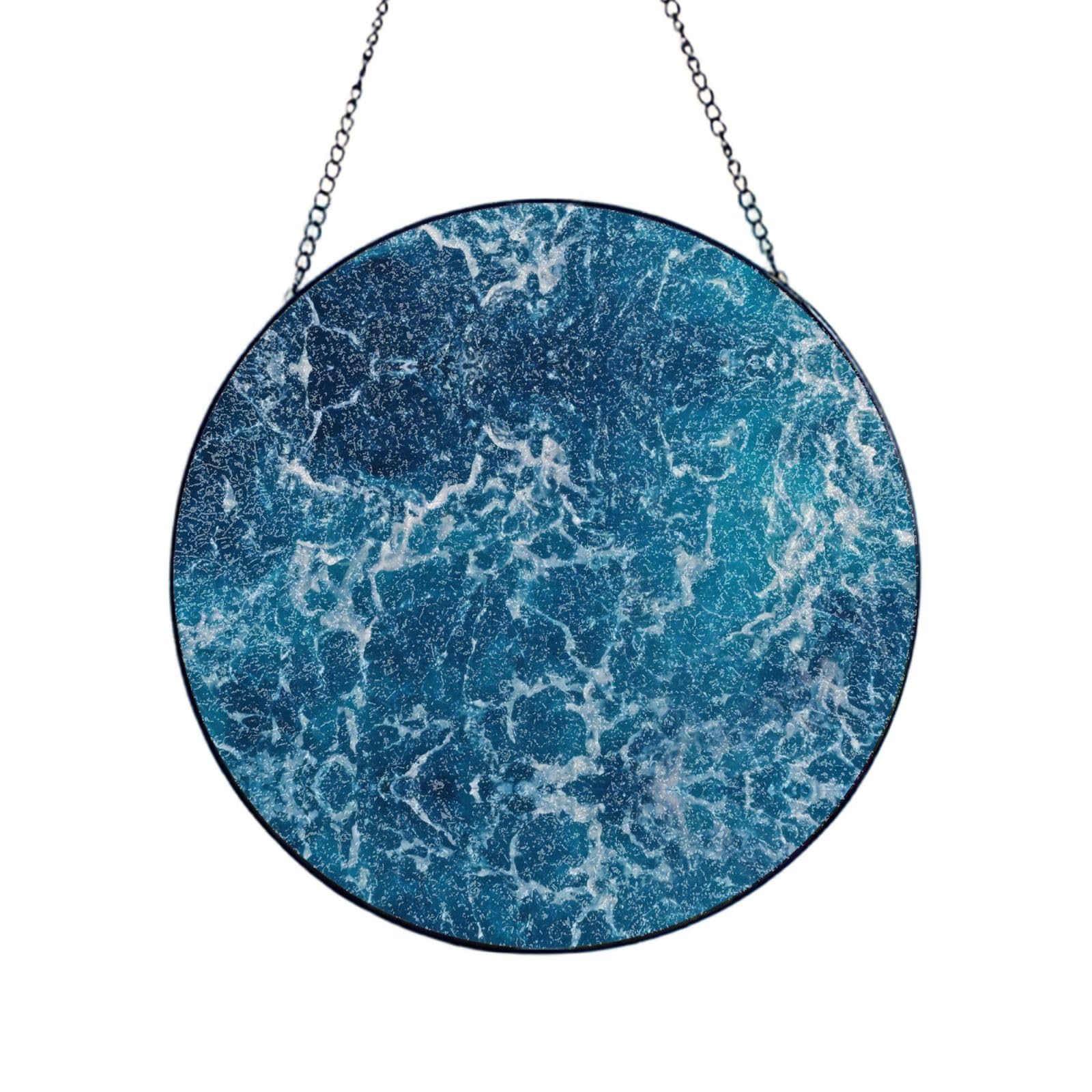 Phayah Tropical Ocean Beach Theme Print Glass Window Hanging Sun Catchers Suncatcher Decor For Birthday For Home Garden Porch 8in（20cm）