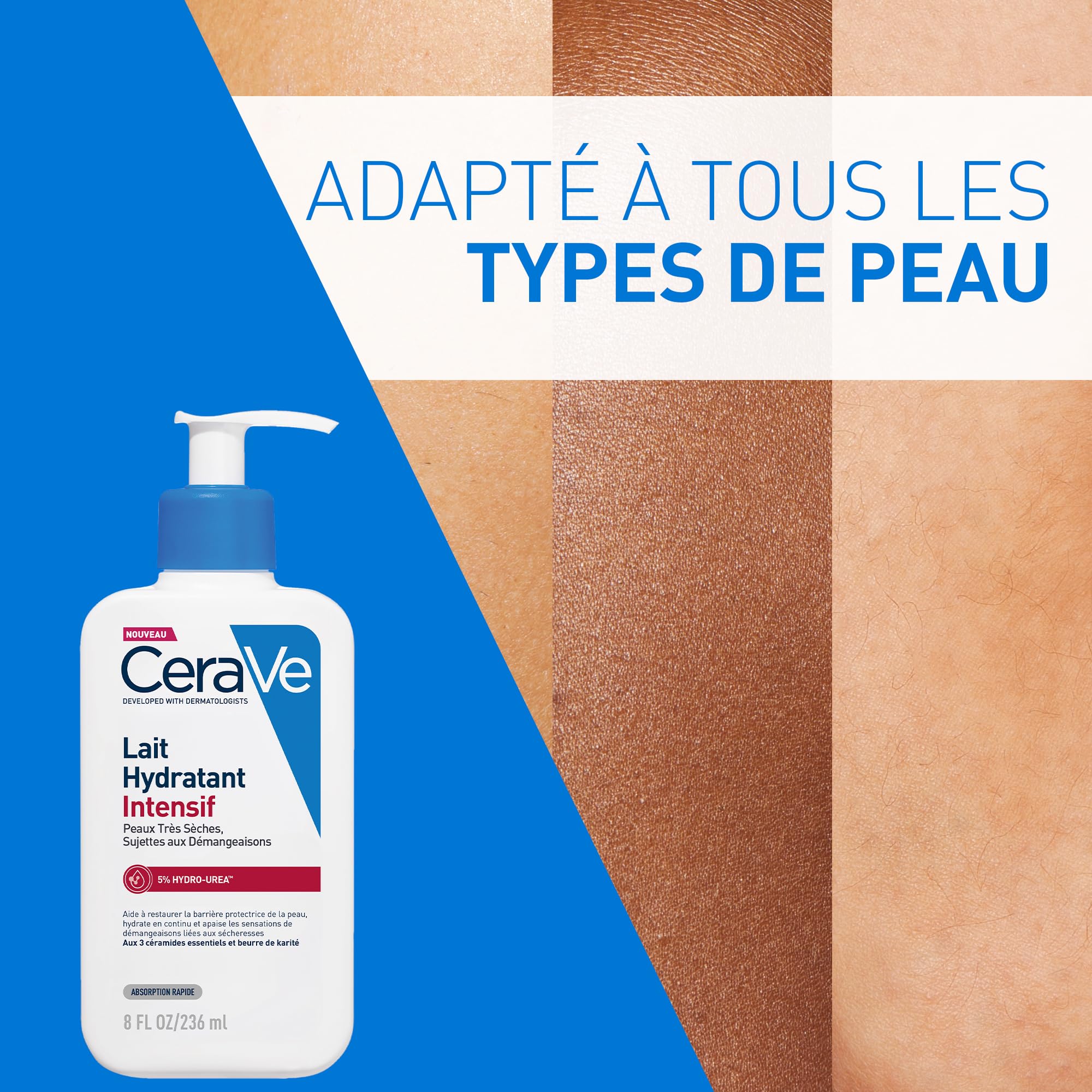 CeraVe - Baume Hydratant Intensif Corps & Visage - Peaux Très Sèches, Avec Démangeaisons - 72H d’Hydratation - Beurre de Karité + 3 Céramides + Hydro-Urea Boost - Sans Parfum, Non Comédogène - 340g