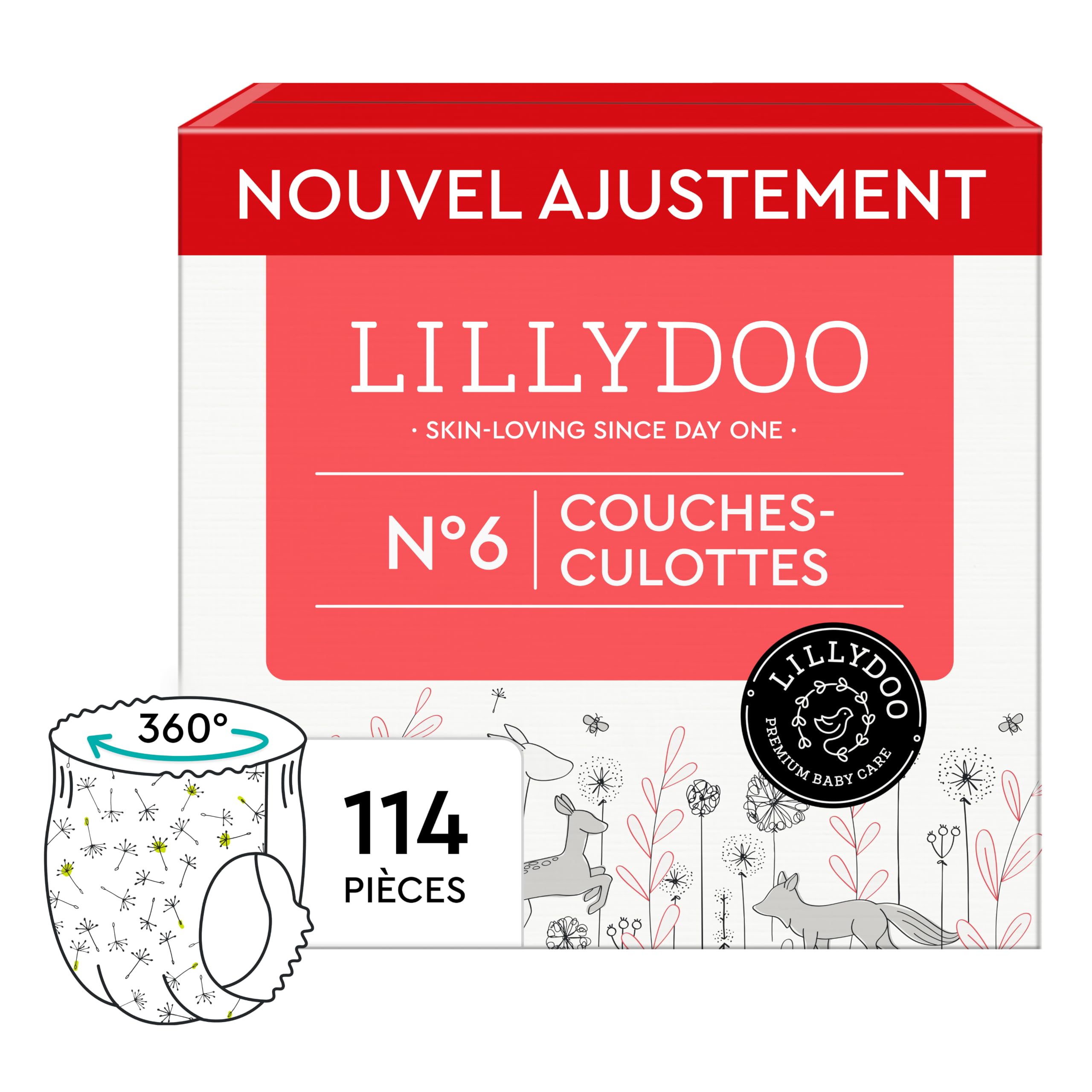 LILLYDOO - Couches-culottes Bébé Ultra Douces, Taille 6 (13+ kg), 114 pcs
