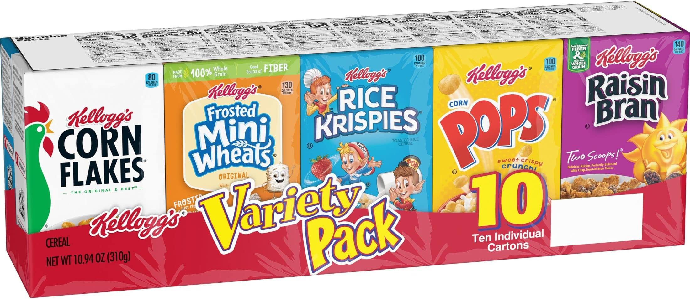 Kellogg's Assorted Cold Cereal, Single Serve, 10.94oz Boxes (10 Count)