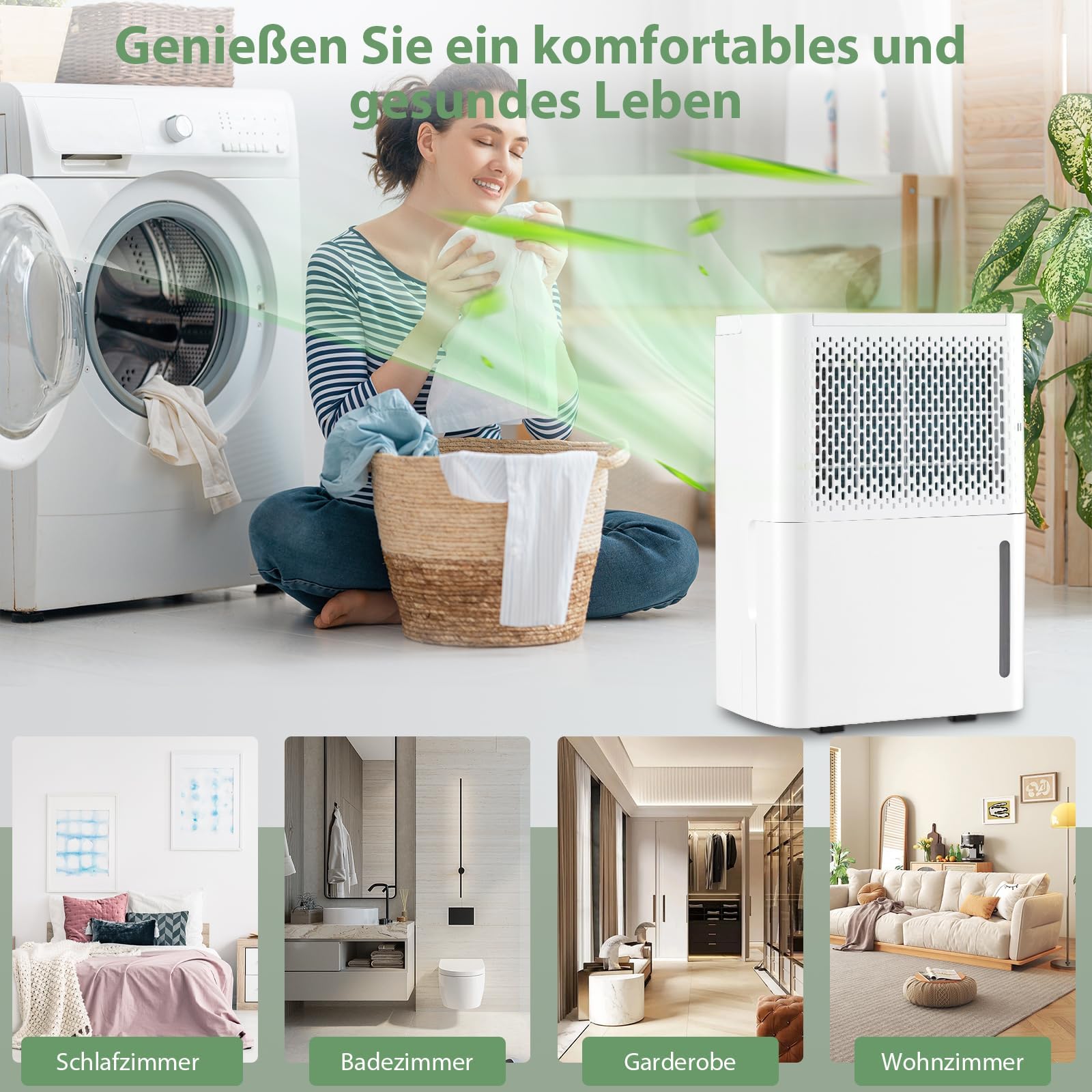 FANTASK 12 l/dzień osuszacz powietrza, wielkość pomieszczenia ok. 15 m², osuszacz elektryczny z 3 trybami, zbiornik na wodę 2,2 l, timer 24 h, ≤ 42 dB, automatyczne rozmrażanie i wyłączanie