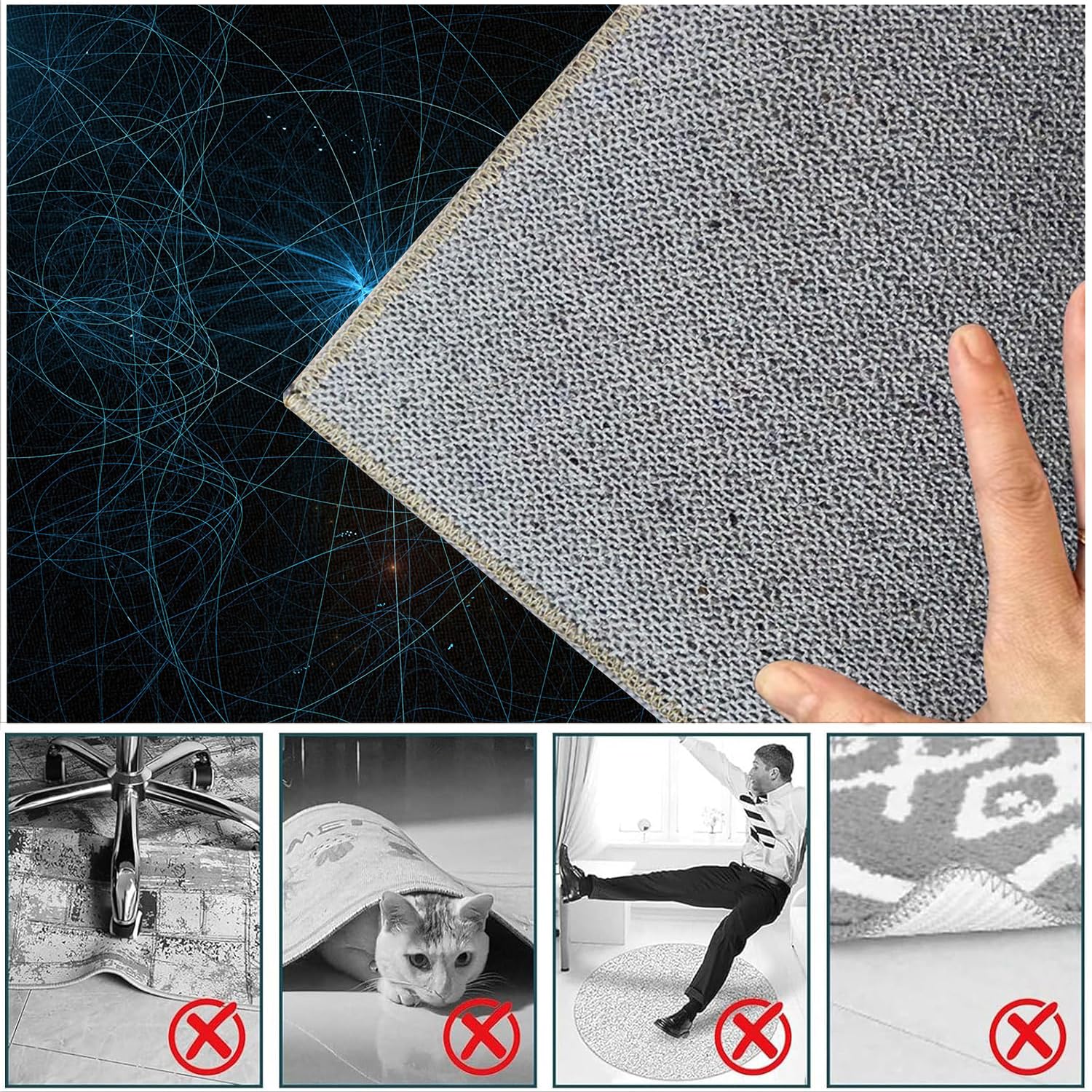 Tapis de Chaise Gaming Tapis de Sol Bureau Tapis de Chaise Roulante Tapis de Protection pour les Sols Tapis Chaise de Bureau, 150 x 180 cm Tapis de Sol pour Fauteuil Convient au Bureau à Domicile
