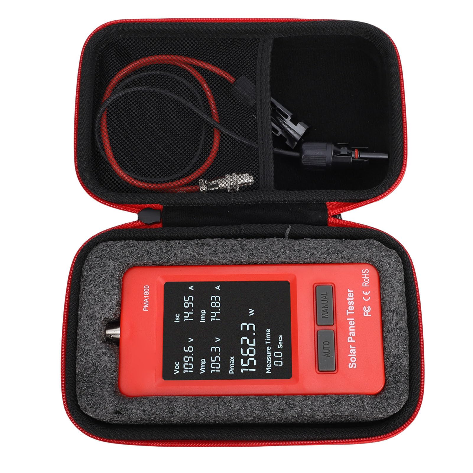 Tester per Pannelli Solari, Misuratore MPPT 1800W Potenza Massima 60A Corrente per Modulo Fotovoltaico con Display LCD, Protezioni da Sovratensione e Surriscaldamento,