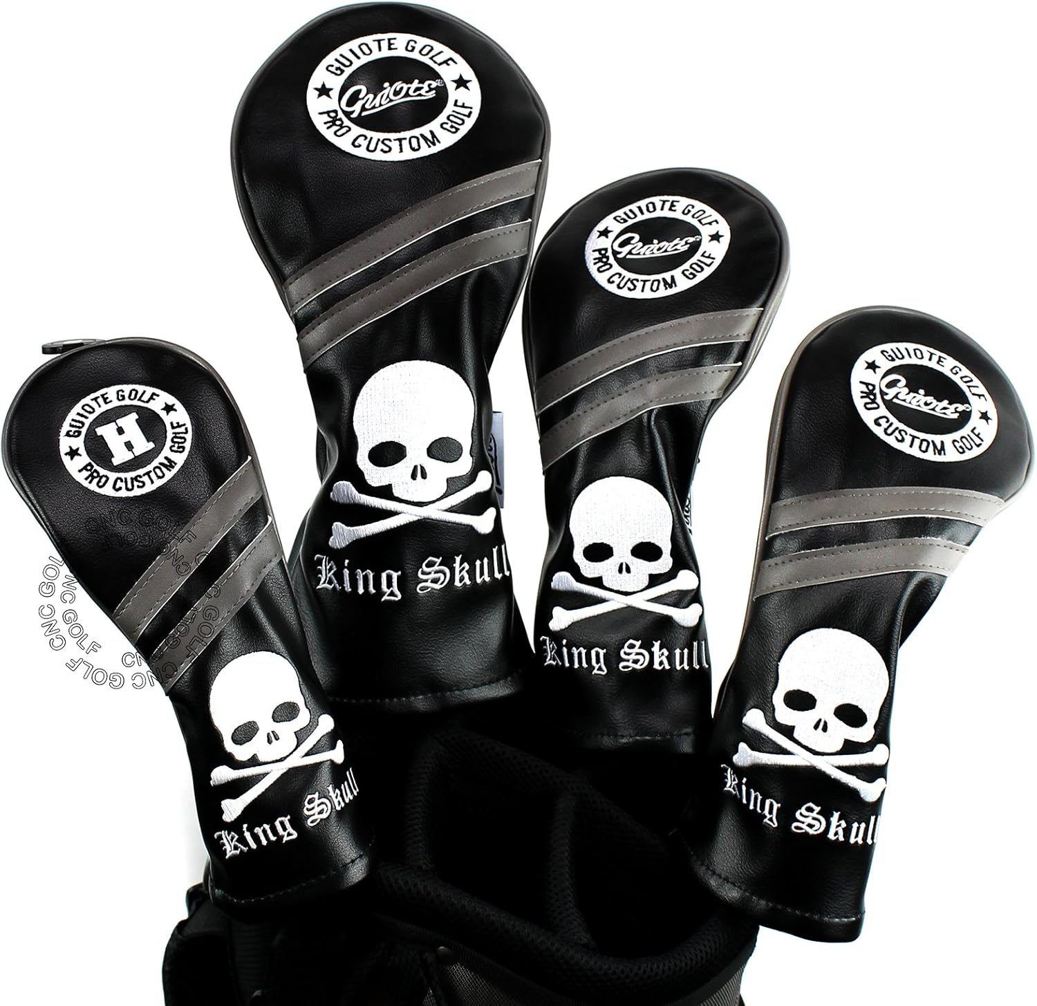 Skull 1 3 5 H Golf Headcover Black Vintage Retro Driver Fairway Wood Hybrid Cover