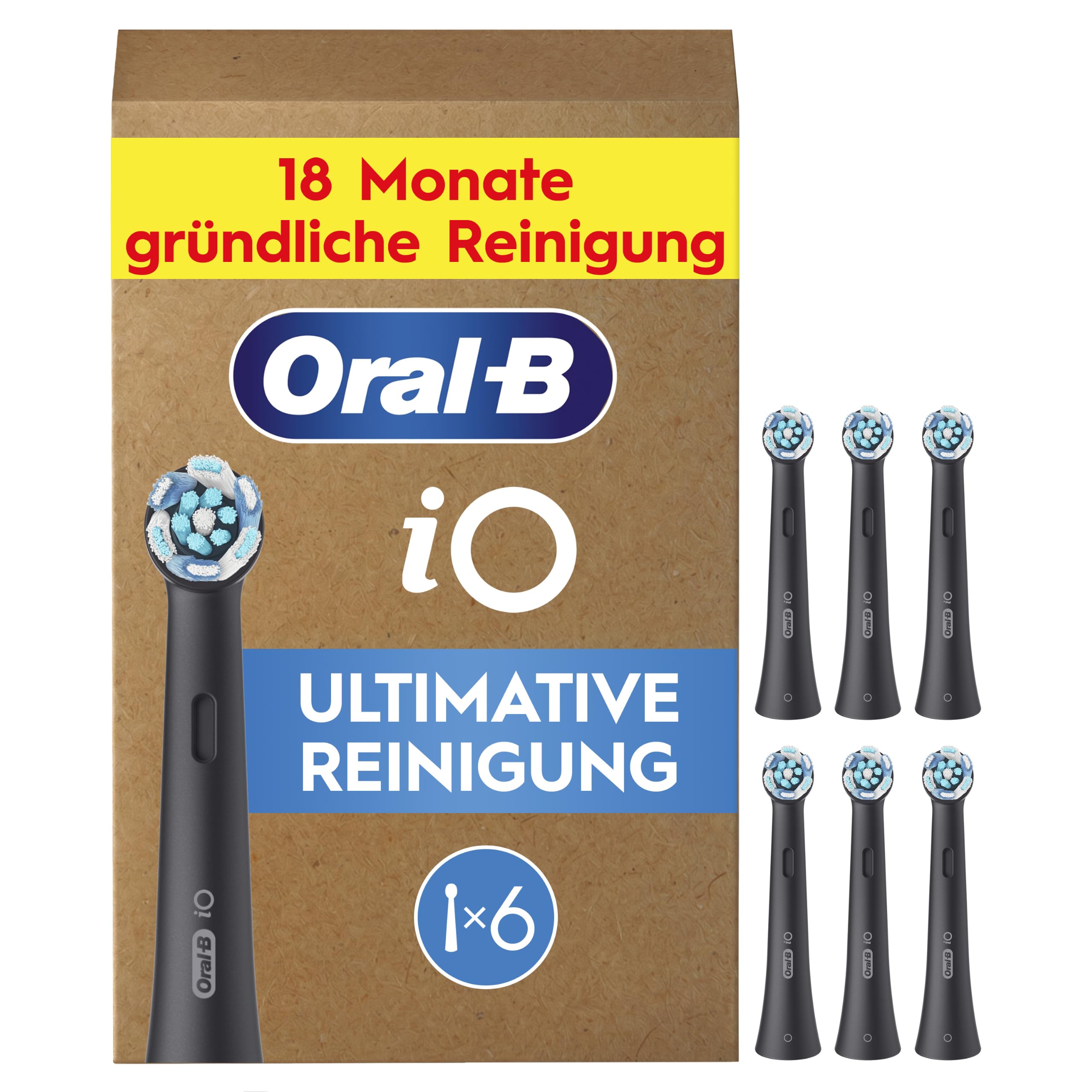 Oral-B iO Aufsteckbürsten Ultimative Reinigung, Schwarz, 6 Stück