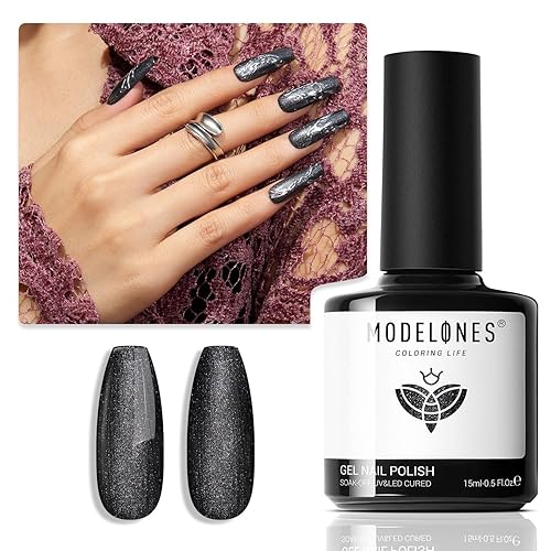 Modelones Black Gel Nail Polish, 15 ML Chameleon Black Gel